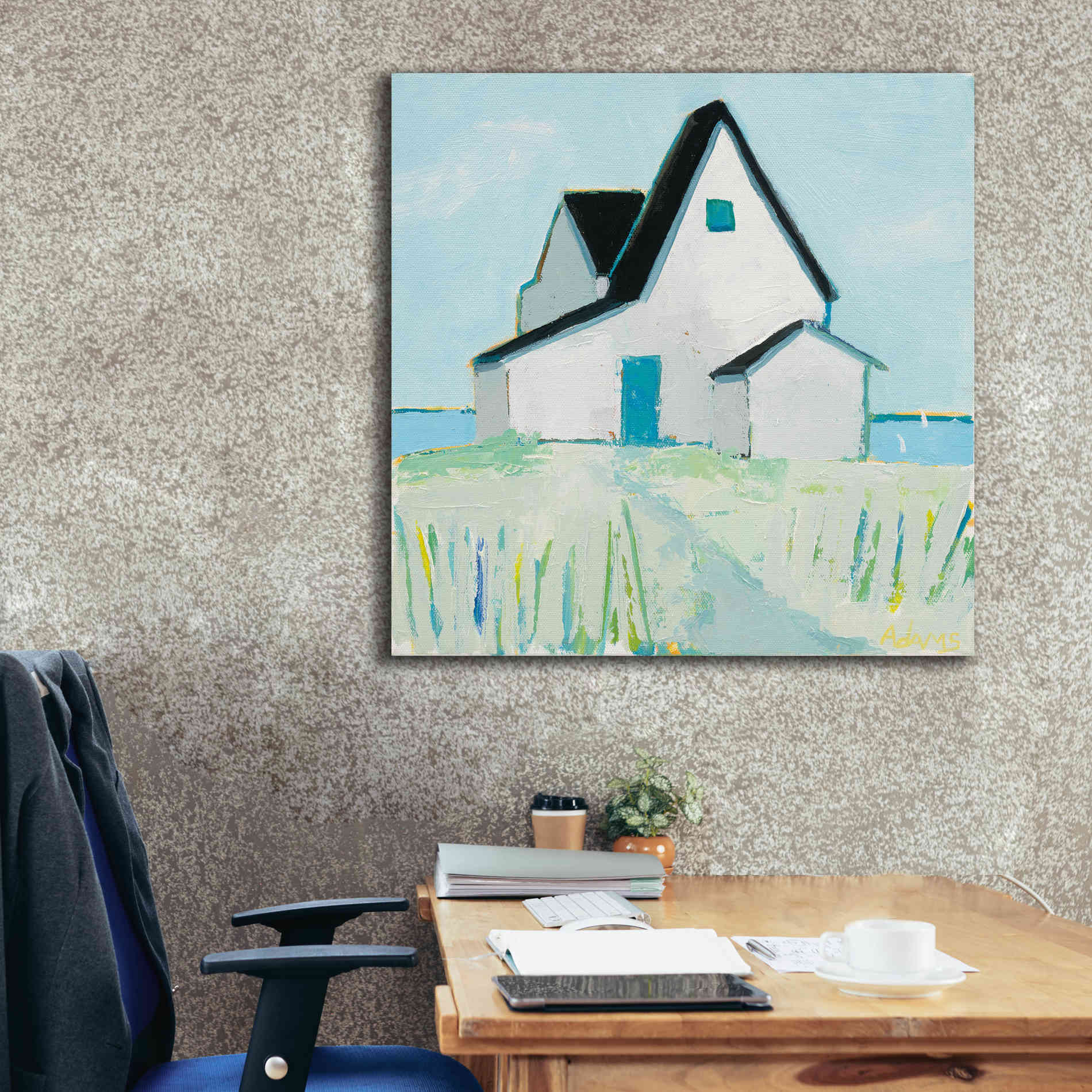 'Cottage by the Sea' by Phyllis Adams, Canvas Wall Art,37 x 37