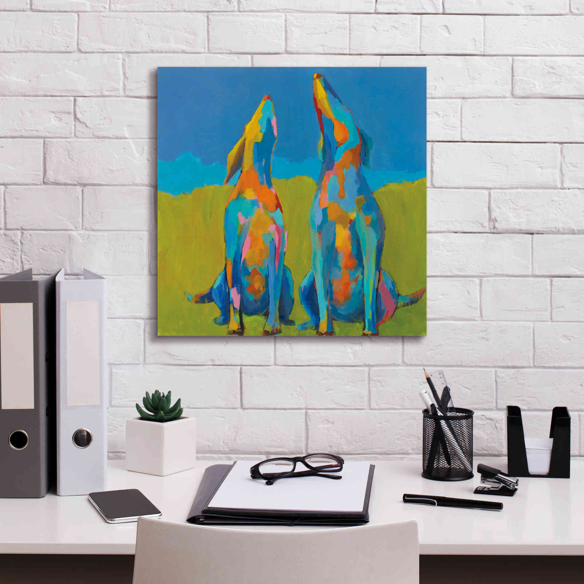 'Howling Hounds' by Phyllis Adams, Canvas Wall Art,18 x 18