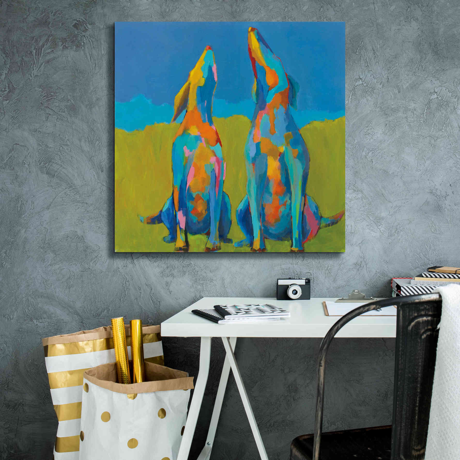 'Howling Hounds' by Phyllis Adams, Canvas Wall Art,26 x 26