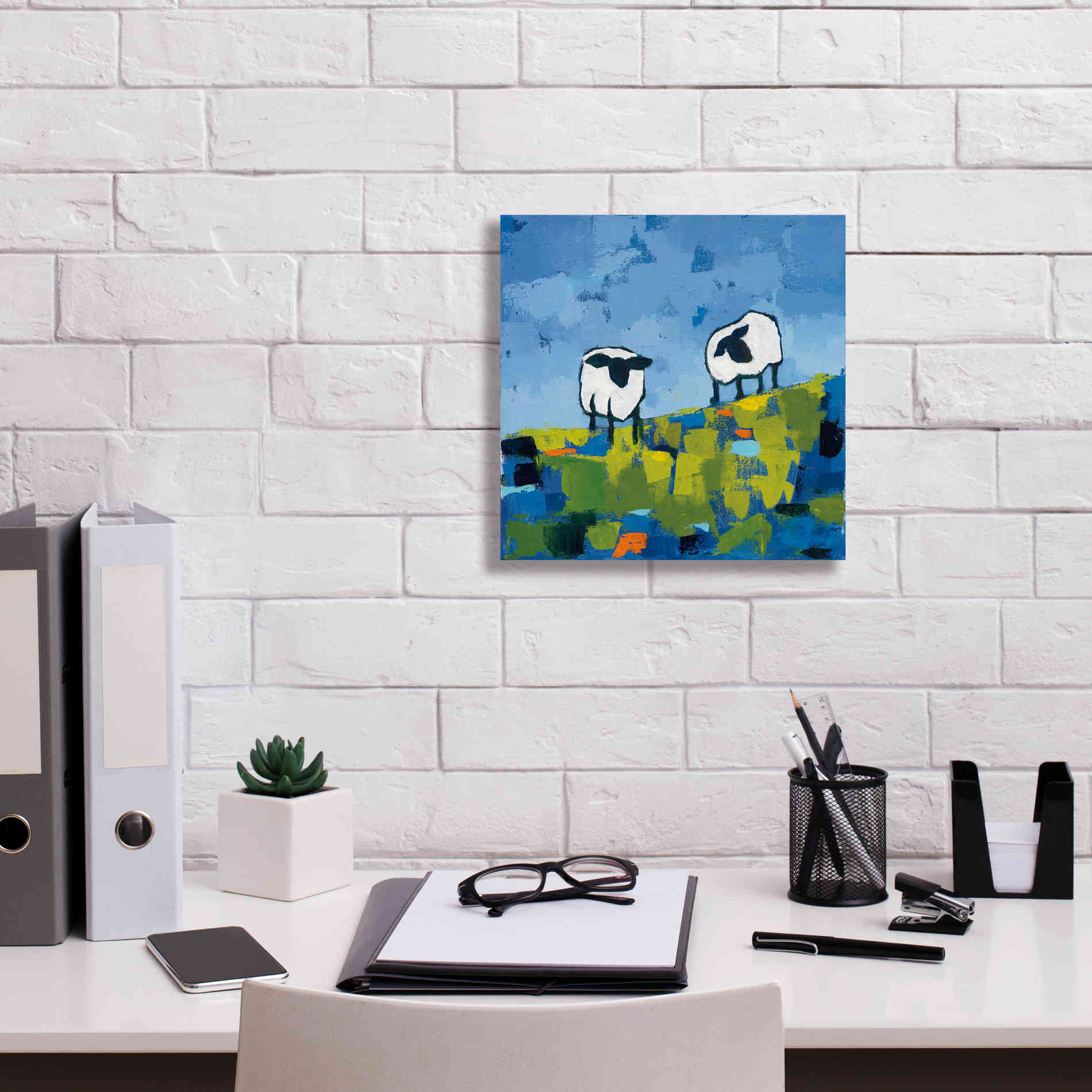 'Two Sheep' by Phyllis Adams, Canvas Wall Art,12 x 12