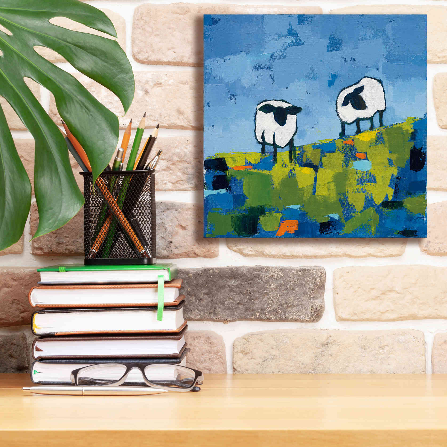 'Two Sheep' by Phyllis Adams, Canvas Wall Art,12 x 12