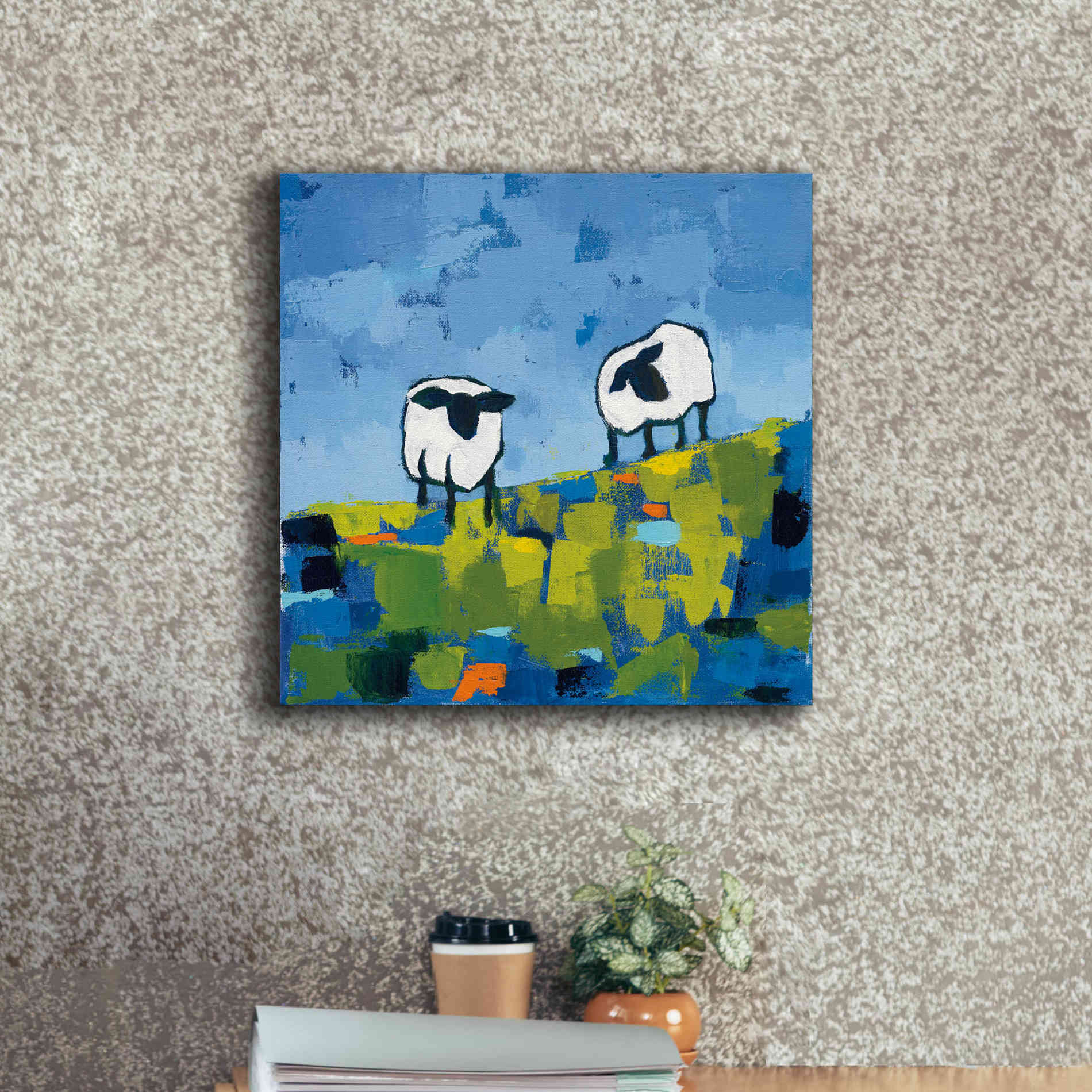 'Two Sheep' by Phyllis Adams, Canvas Wall Art,18 x 18