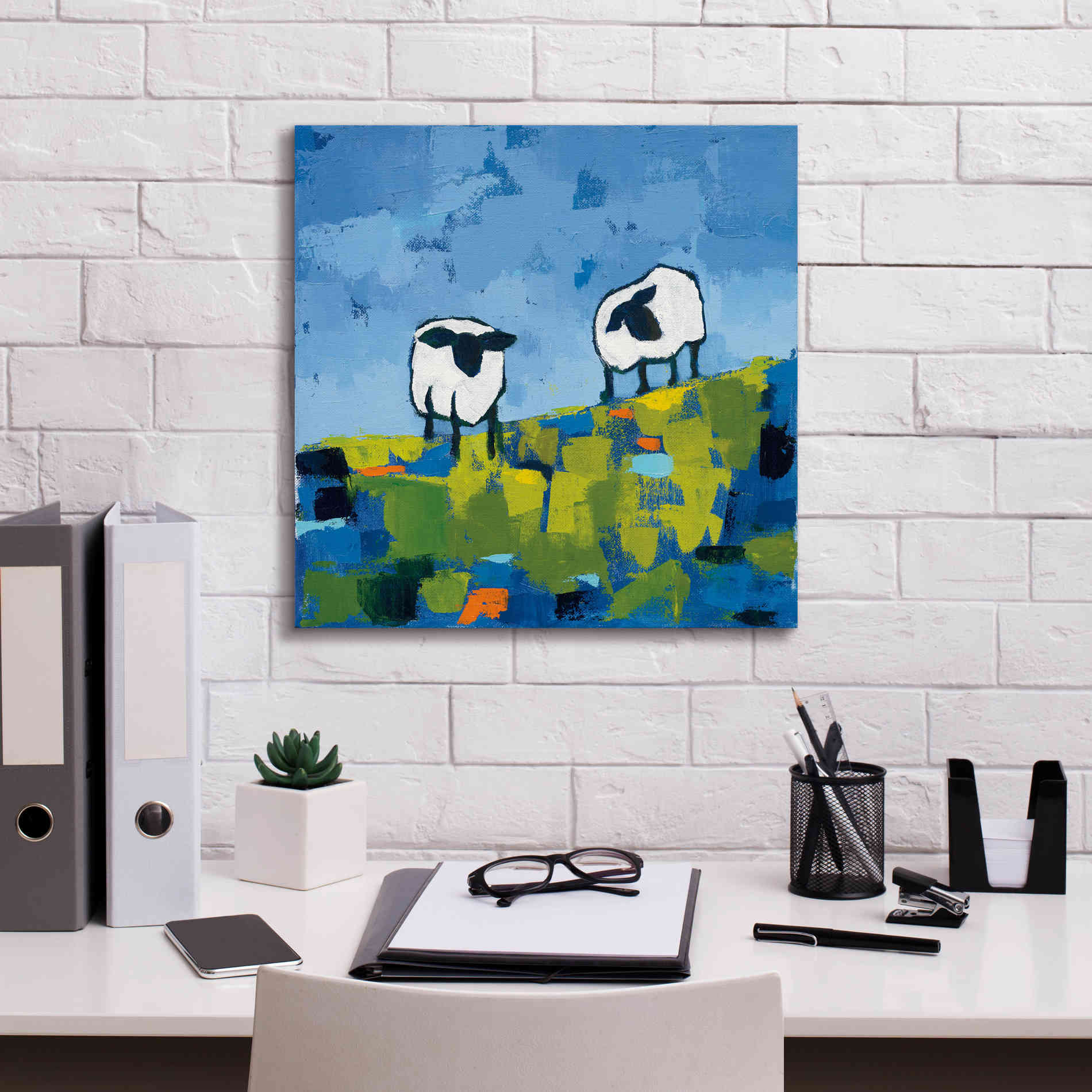 'Two Sheep' by Phyllis Adams, Canvas Wall Art,18 x 18