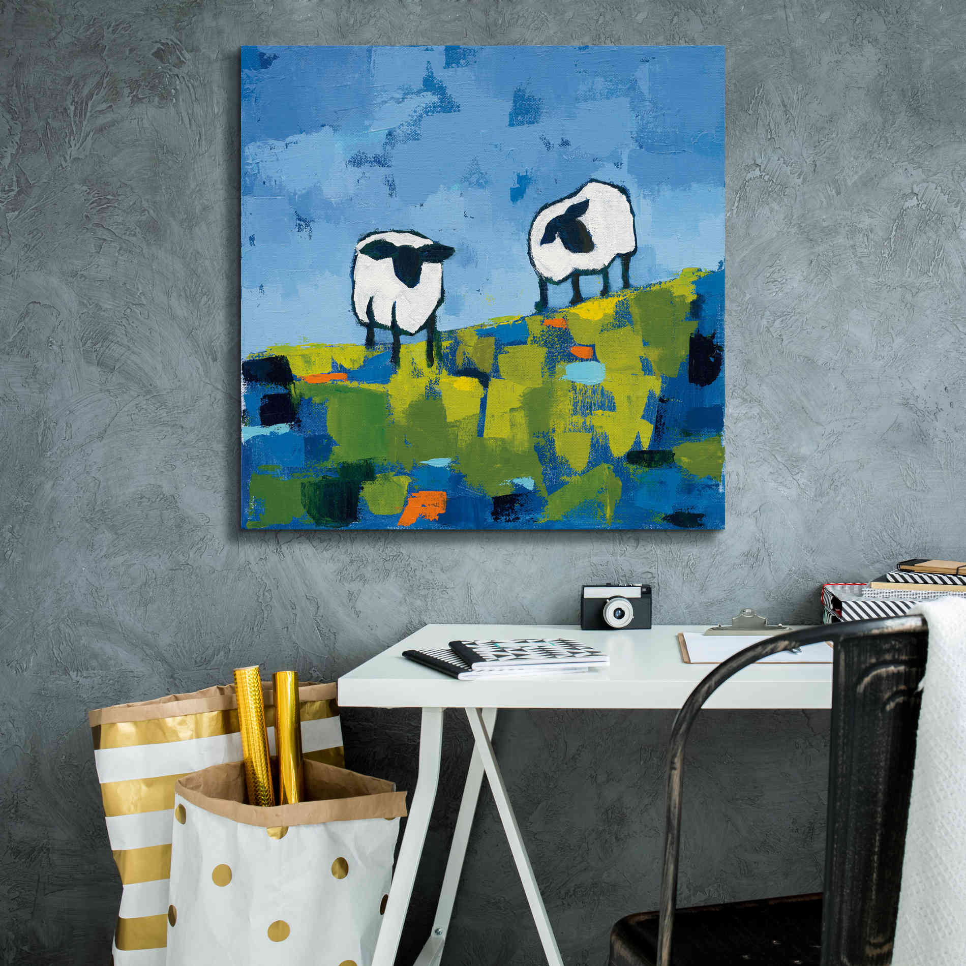 'Two Sheep' by Phyllis Adams, Canvas Wall Art,26 x 26