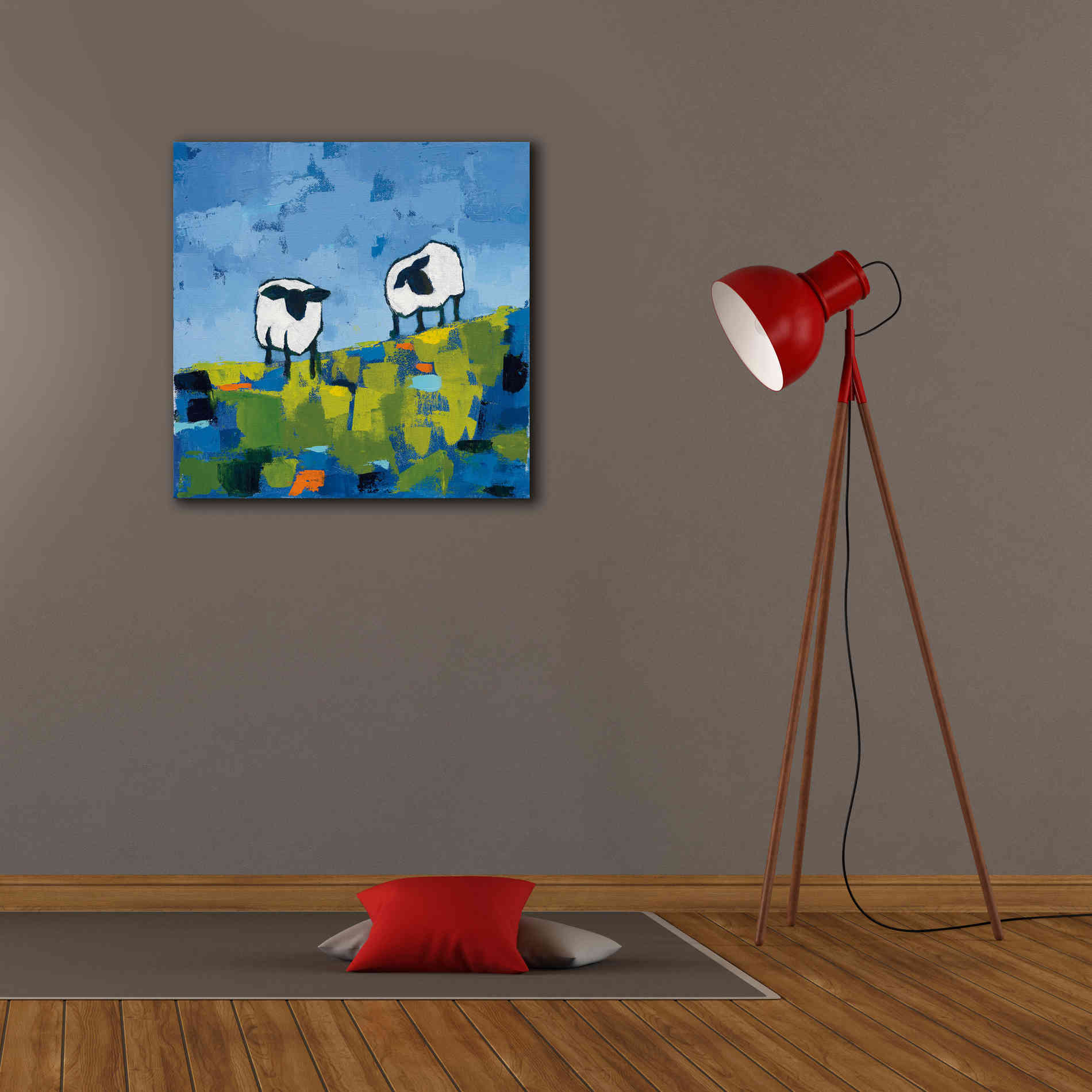 'Two Sheep' by Phyllis Adams, Canvas Wall Art,26 x 26