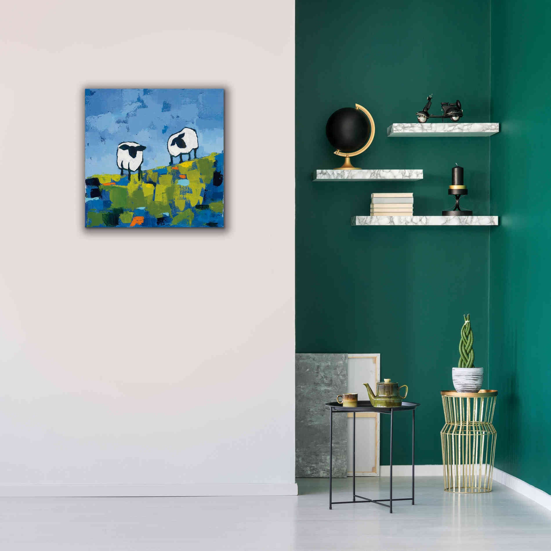 'Two Sheep' by Phyllis Adams, Canvas Wall Art,26 x 26