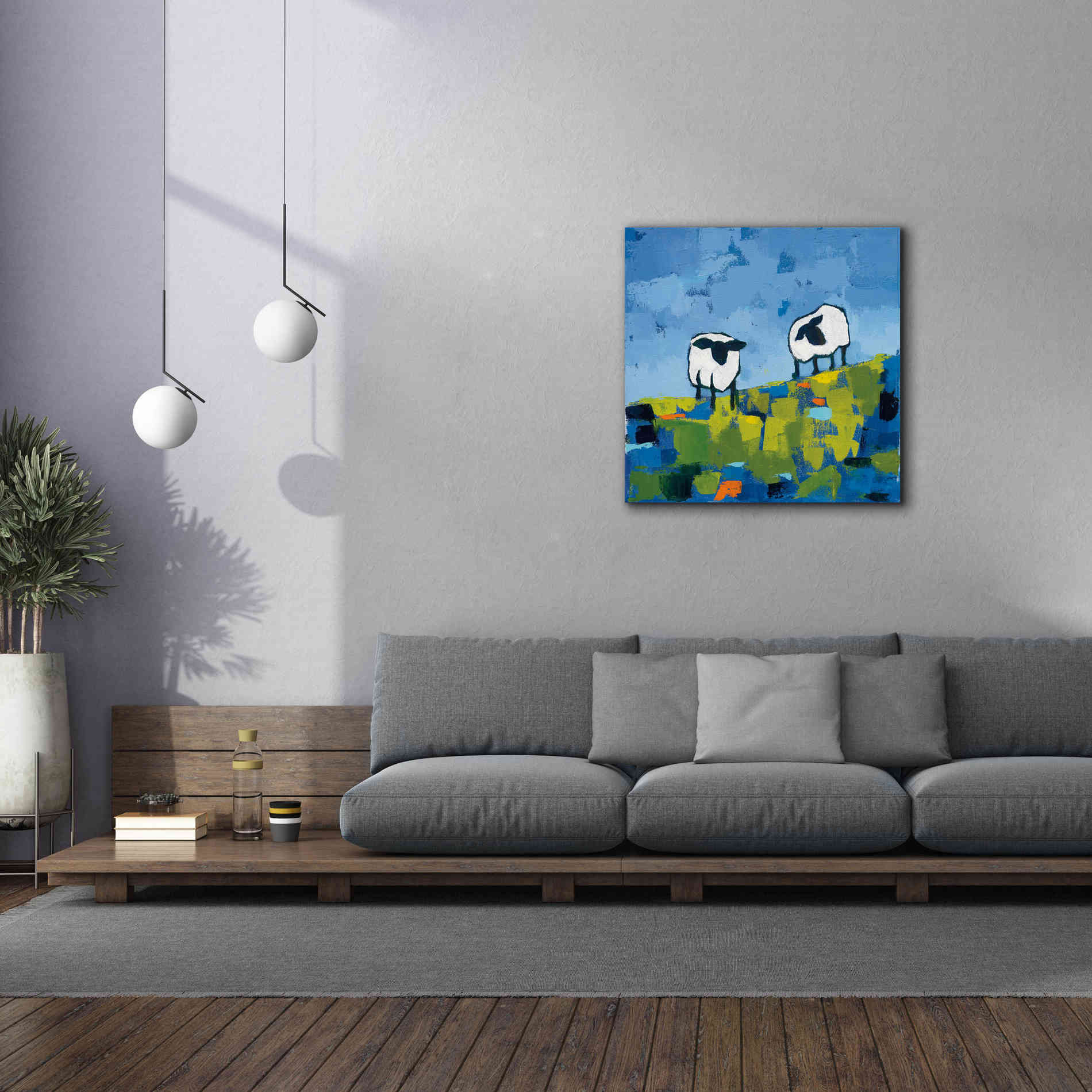 'Two Sheep' by Phyllis Adams, Canvas Wall Art,37 x 37