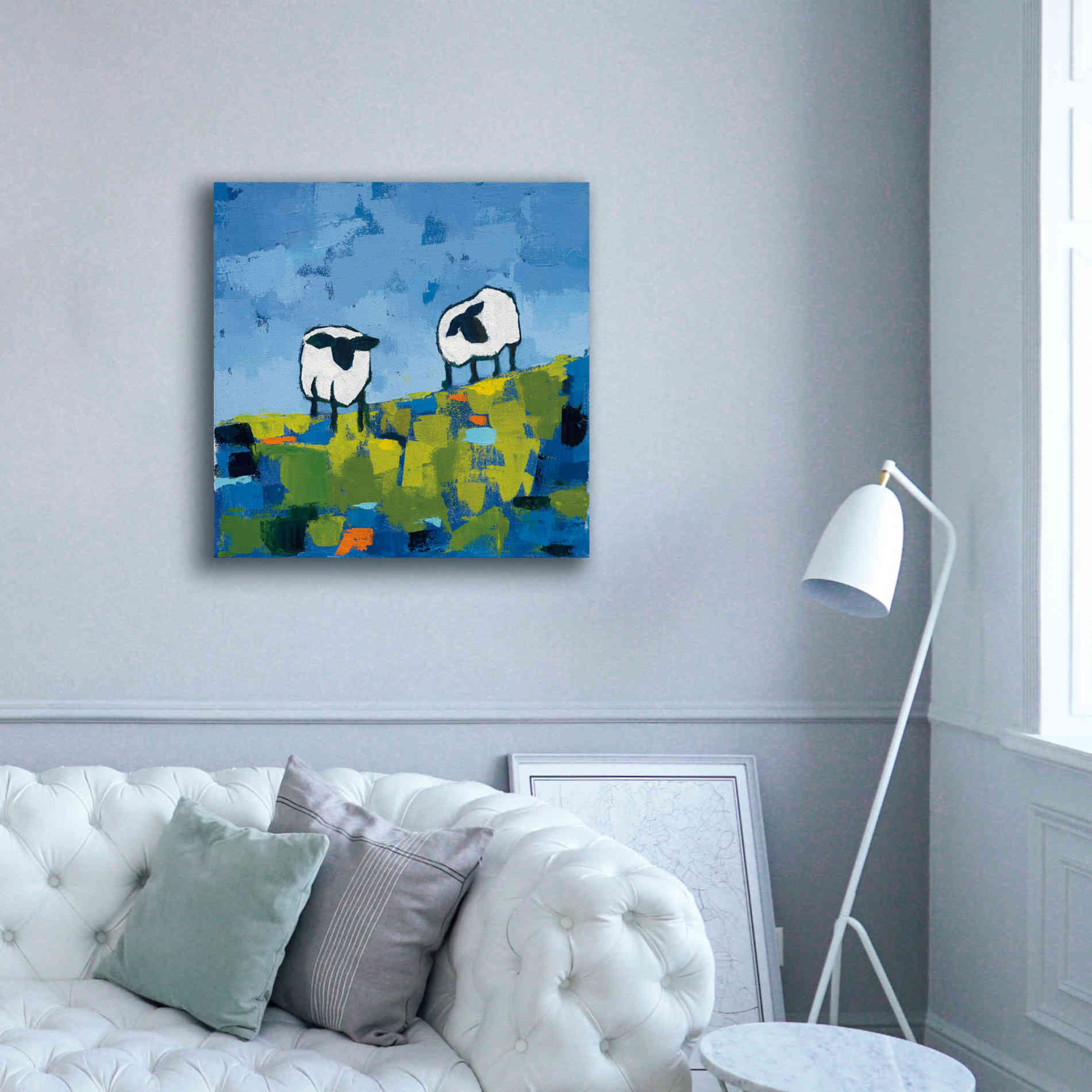 'Two Sheep' by Phyllis Adams, Canvas Wall Art,37 x 37