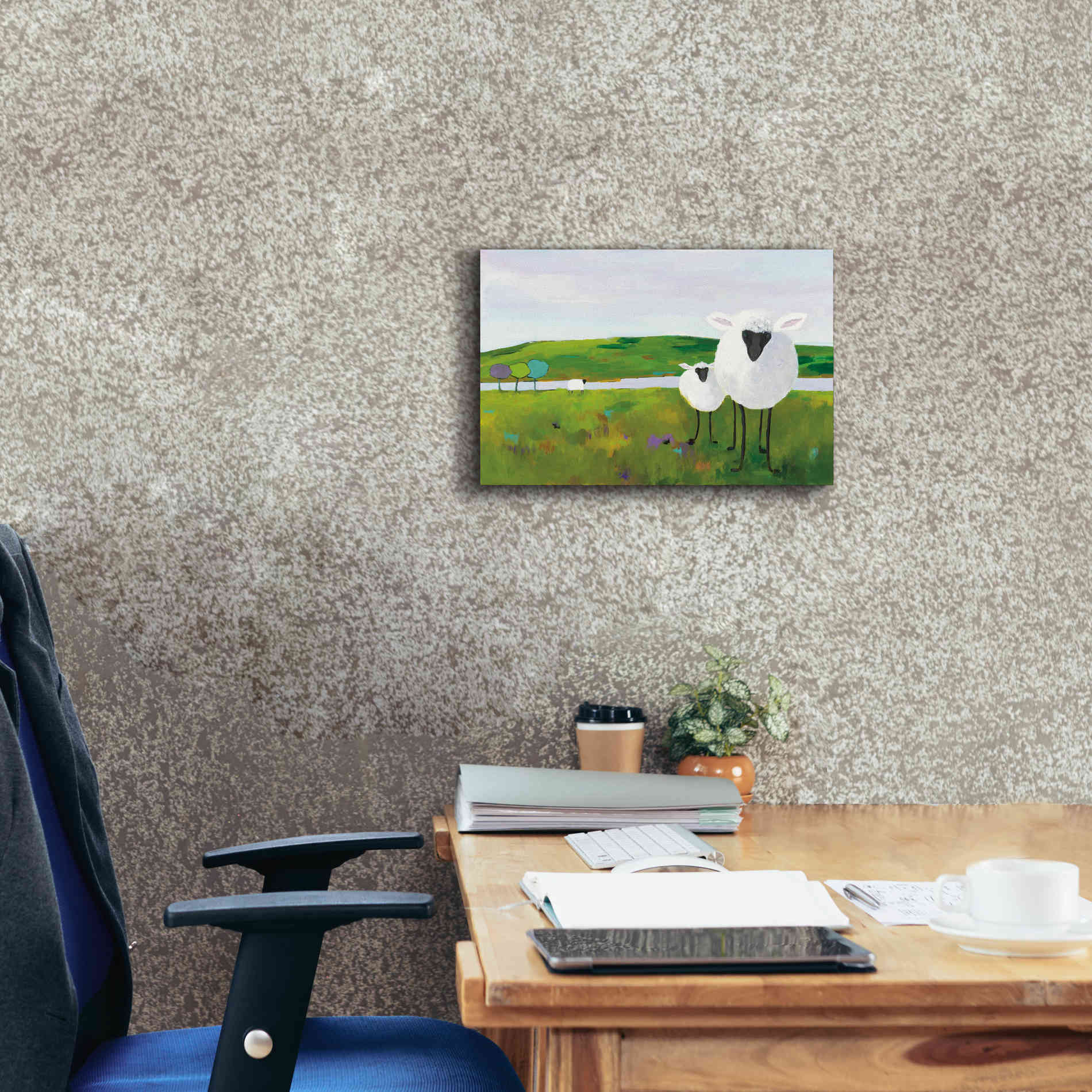 'Sheep in the Meadow' by Phyllis Adams, Canvas Wall Art,18 x 12