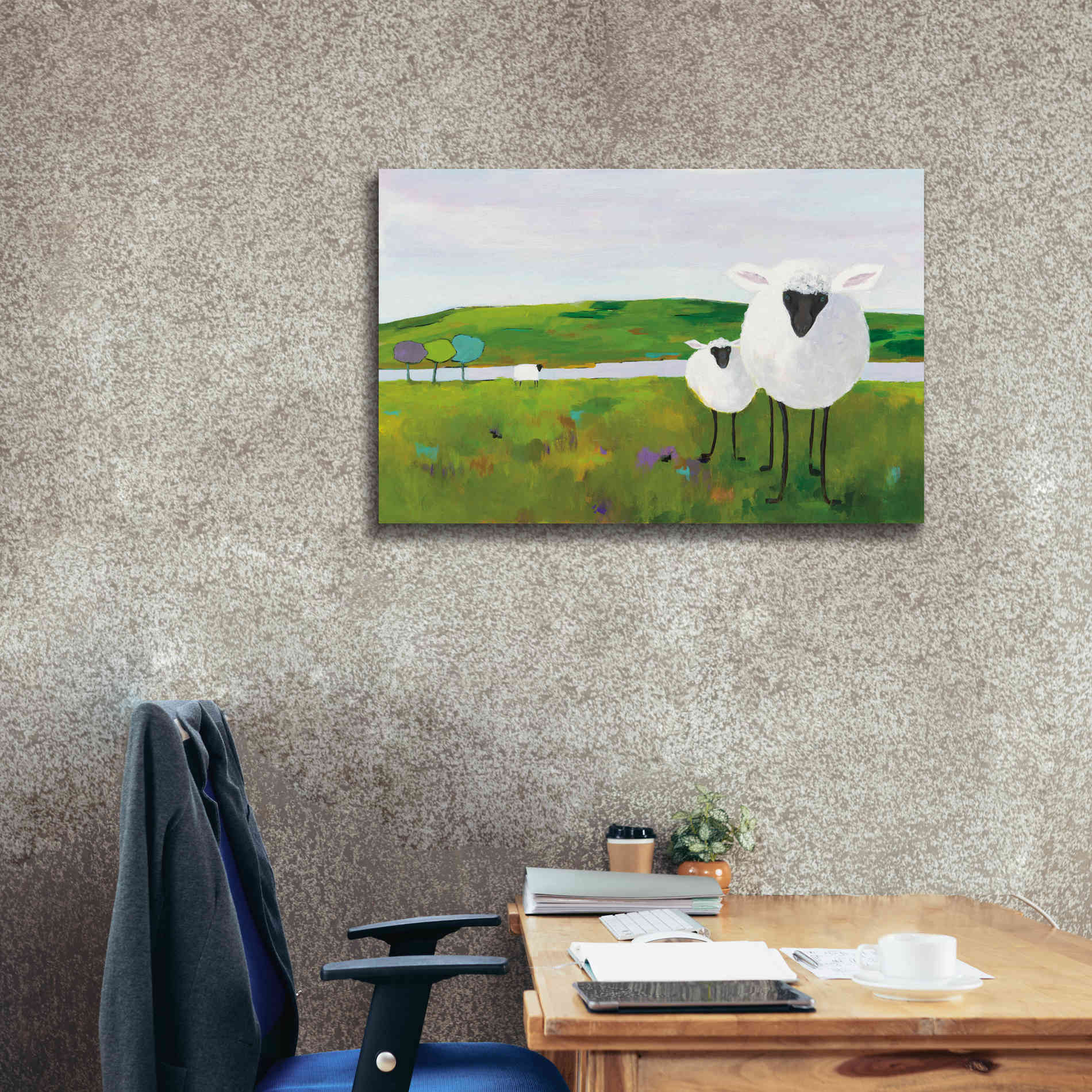 'Sheep in the Meadow' by Phyllis Adams, Canvas Wall Art,40 x 26