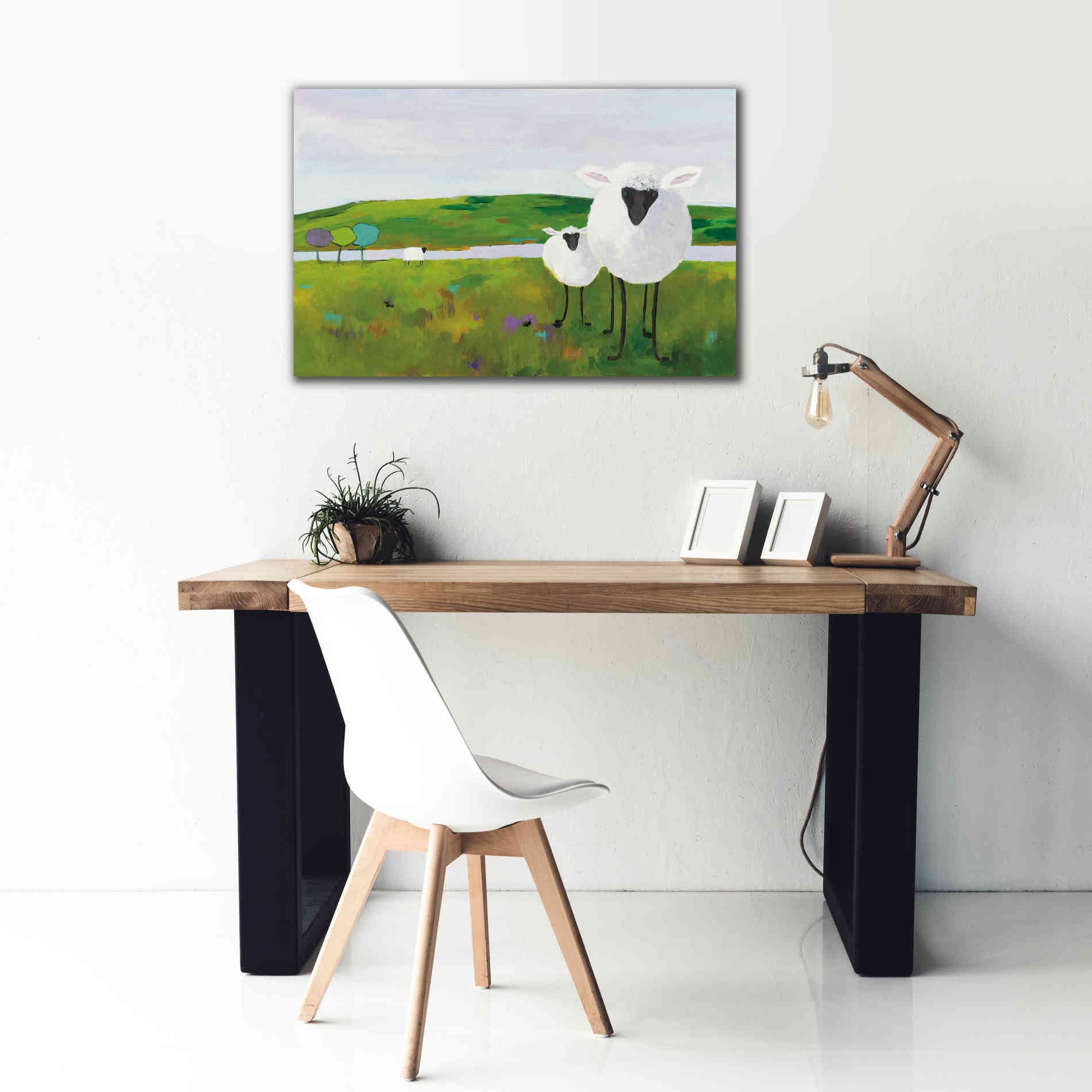 'Sheep in the Meadow' by Phyllis Adams, Canvas Wall Art,40 x 26
