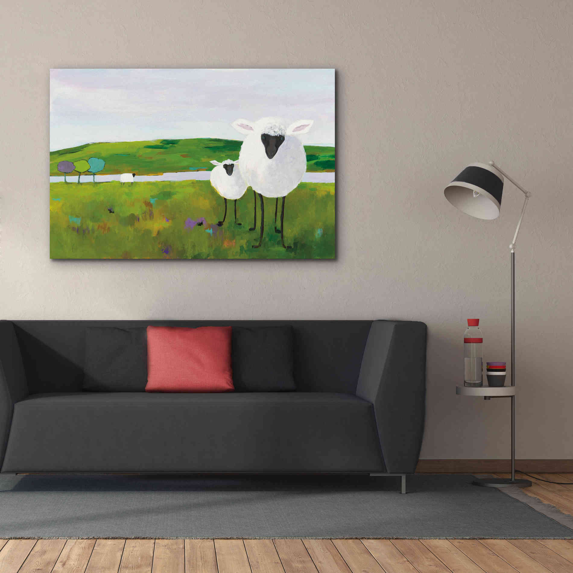 'Sheep in the Meadow' by Phyllis Adams, Canvas Wall Art,60 x 40