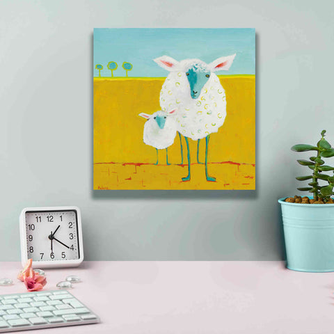 Image of 'Mama and Baby Sheep' by Phyllis Adams, Canvas Wall Art,12 x 12