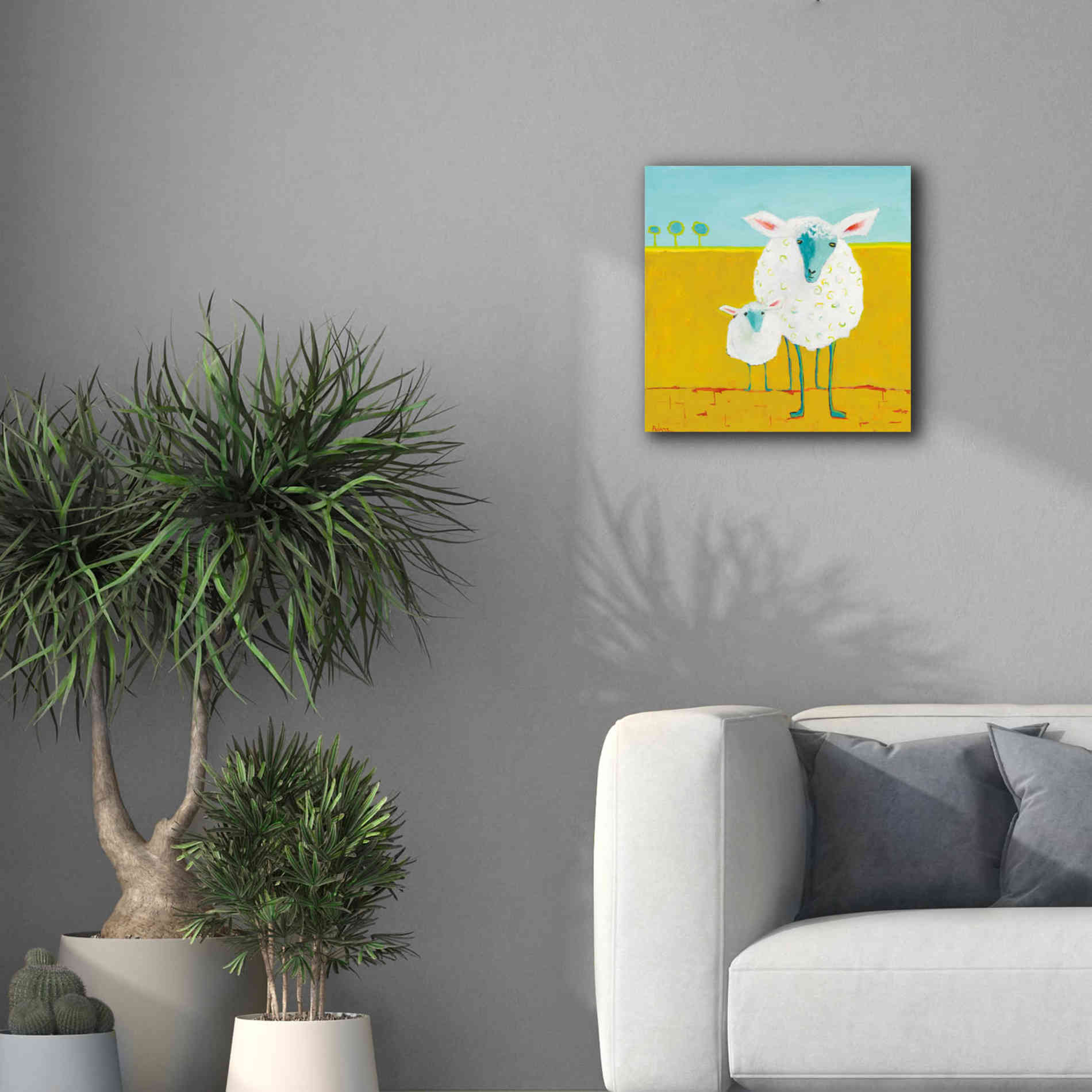 'Mama and Baby Sheep' by Phyllis Adams, Canvas Wall Art,18 x 18