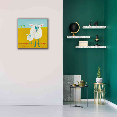 Image of 'Mama and Baby Sheep' by Phyllis Adams, Canvas Wall Art,26 x 26