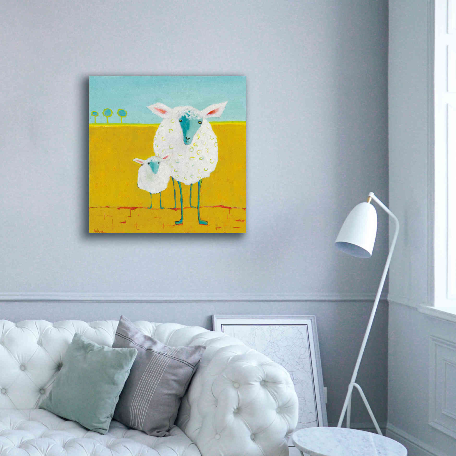 'Mama and Baby Sheep' by Phyllis Adams, Canvas Wall Art,37 x 37