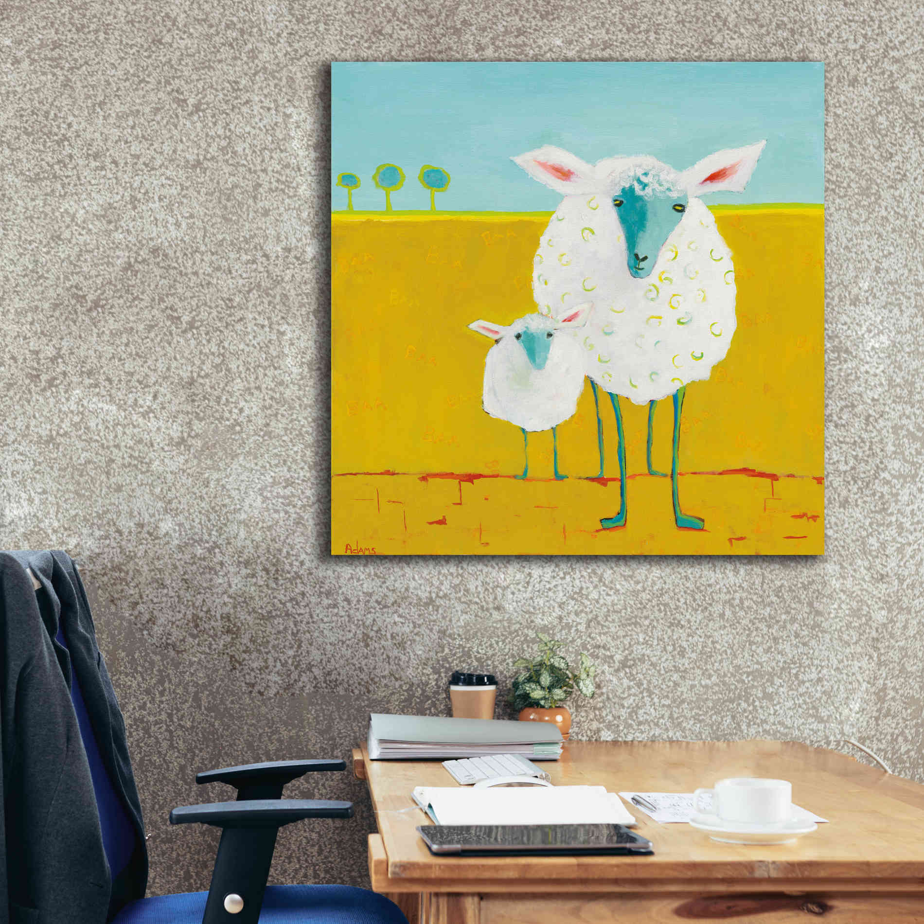 'Mama and Baby Sheep' by Phyllis Adams, Canvas Wall Art,37 x 37