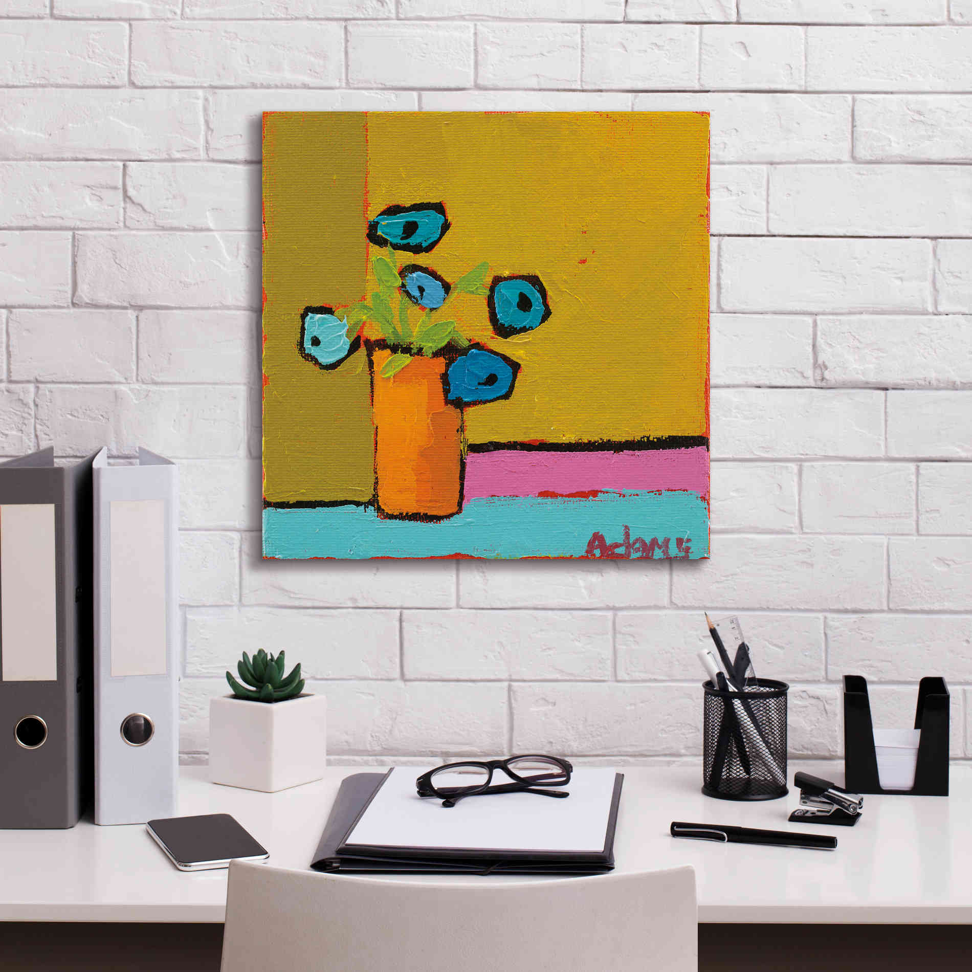 'Orange Vase' by Phyllis Adams, Canvas Wall Art,18 x 18