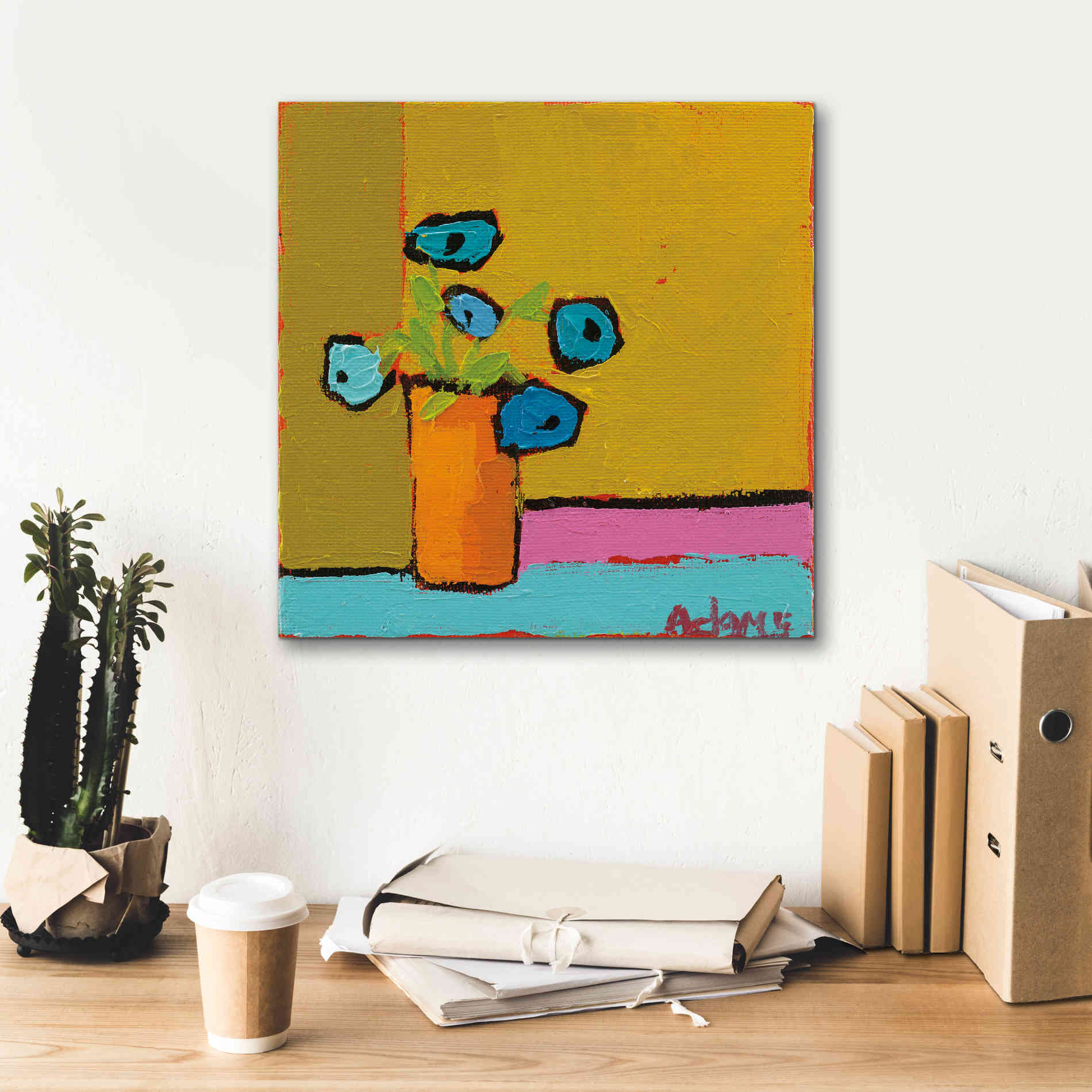 'Orange Vase' by Phyllis Adams, Canvas Wall Art,18 x 18