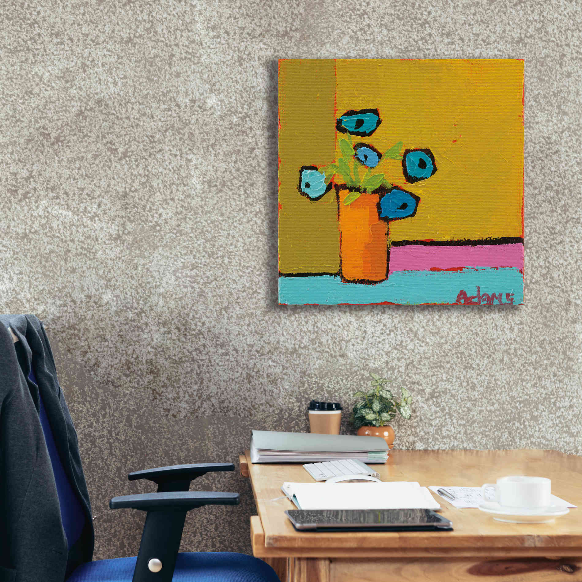 'Orange Vase' by Phyllis Adams, Canvas Wall Art,26 x 26