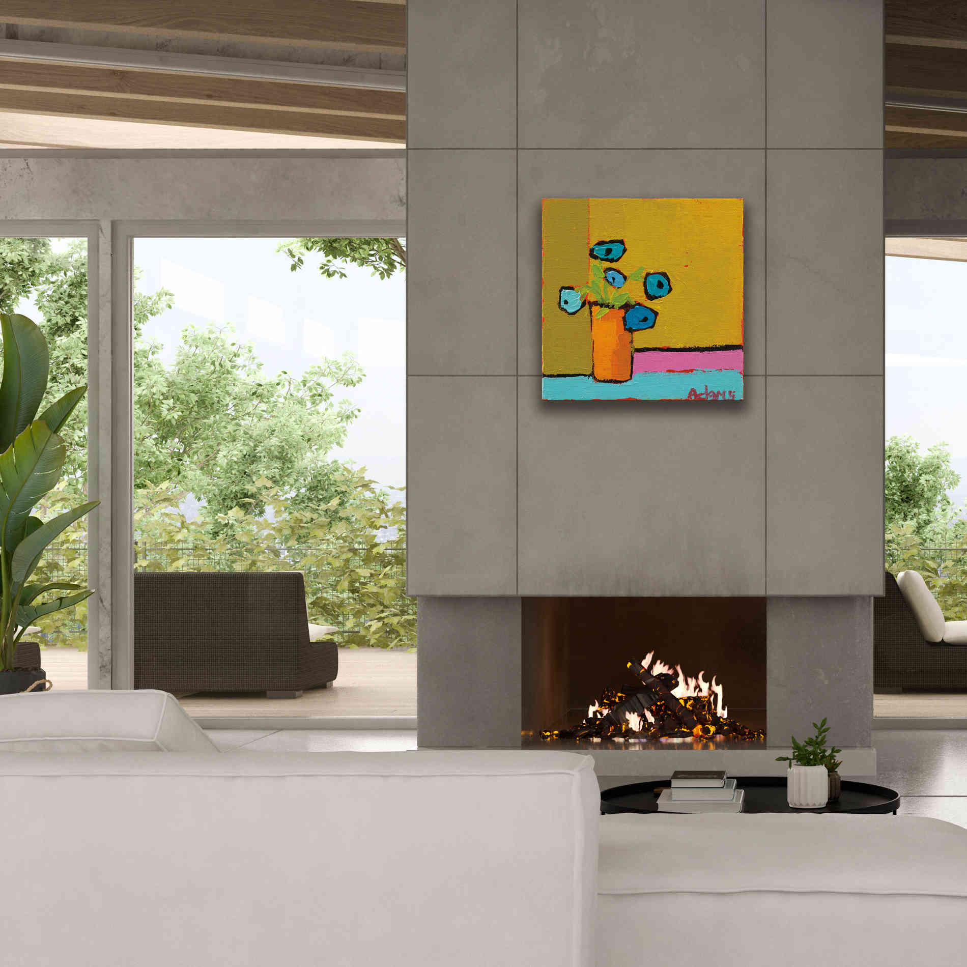 'Orange Vase' by Phyllis Adams, Canvas Wall Art,26 x 26