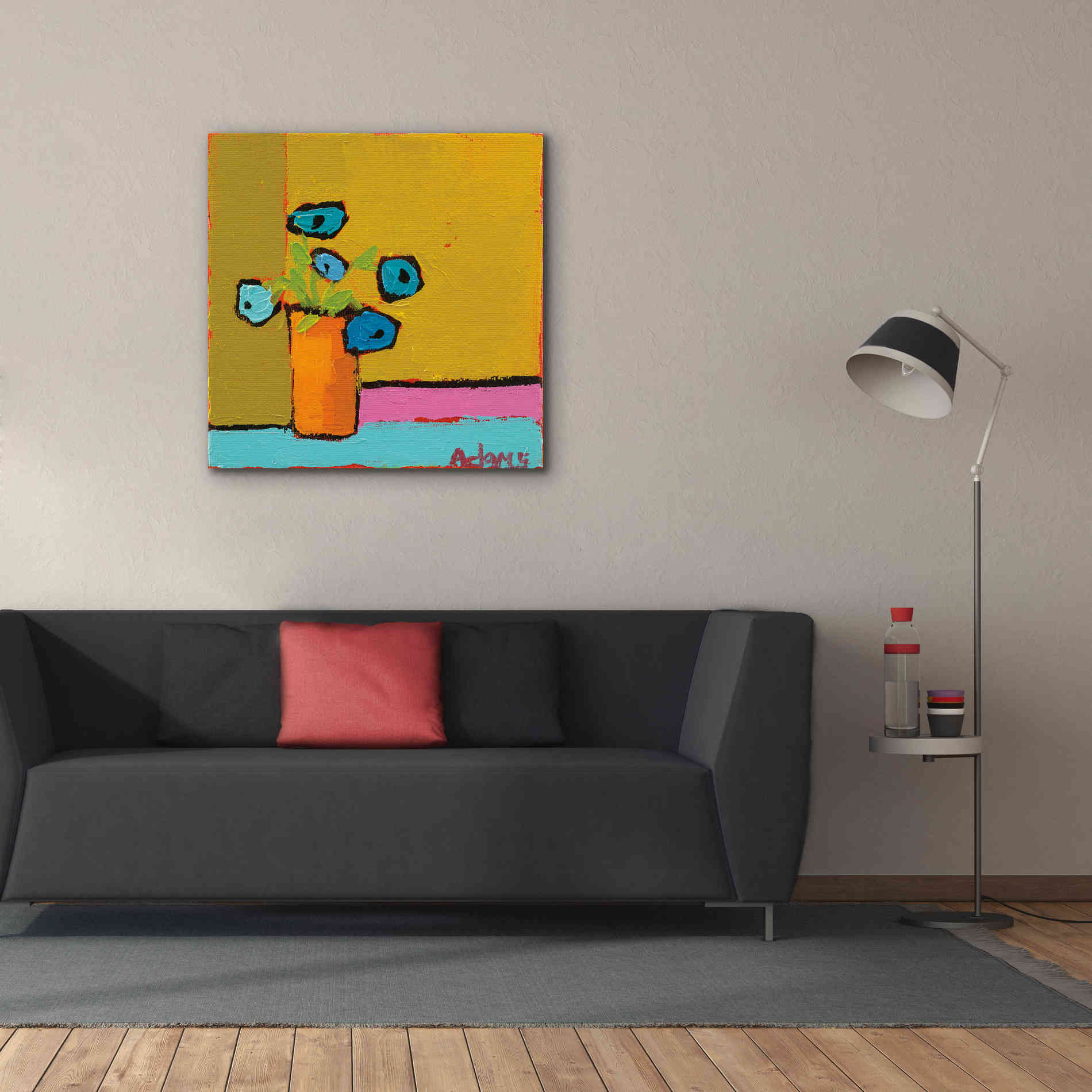 'Orange Vase' by Phyllis Adams, Canvas Wall Art,37 x 37