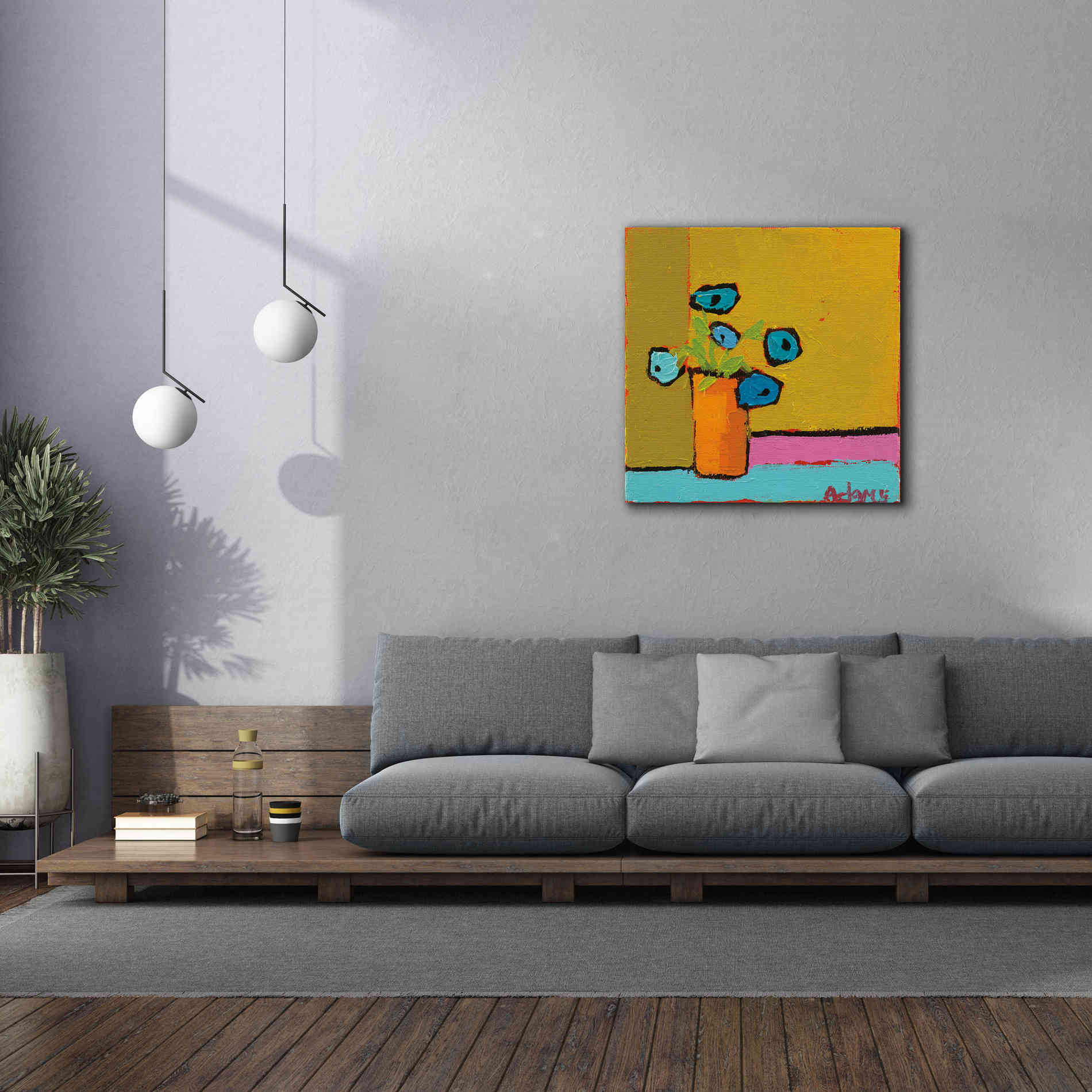 'Orange Vase' by Phyllis Adams, Canvas Wall Art,37 x 37