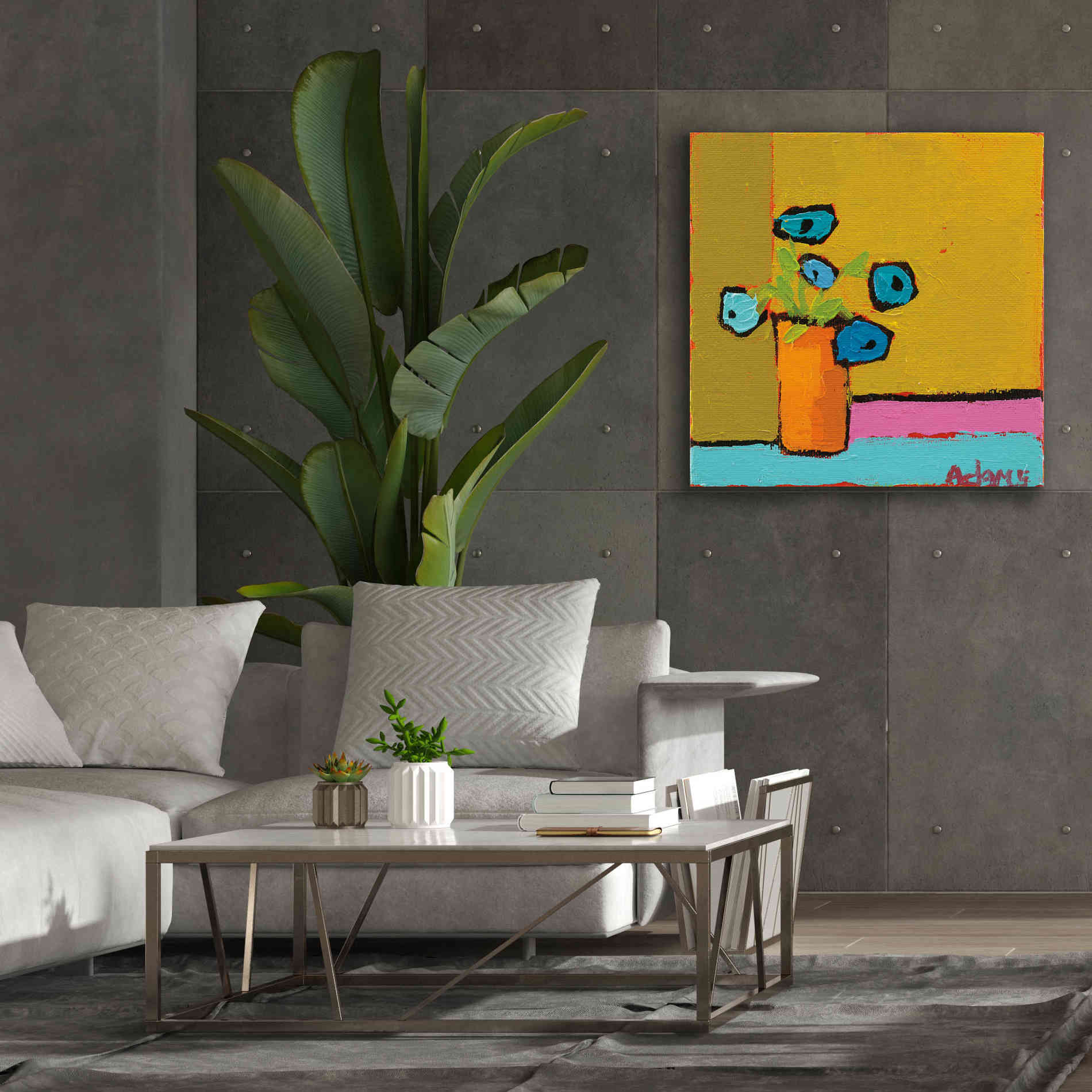 'Orange Vase' by Phyllis Adams, Canvas Wall Art,37 x 37