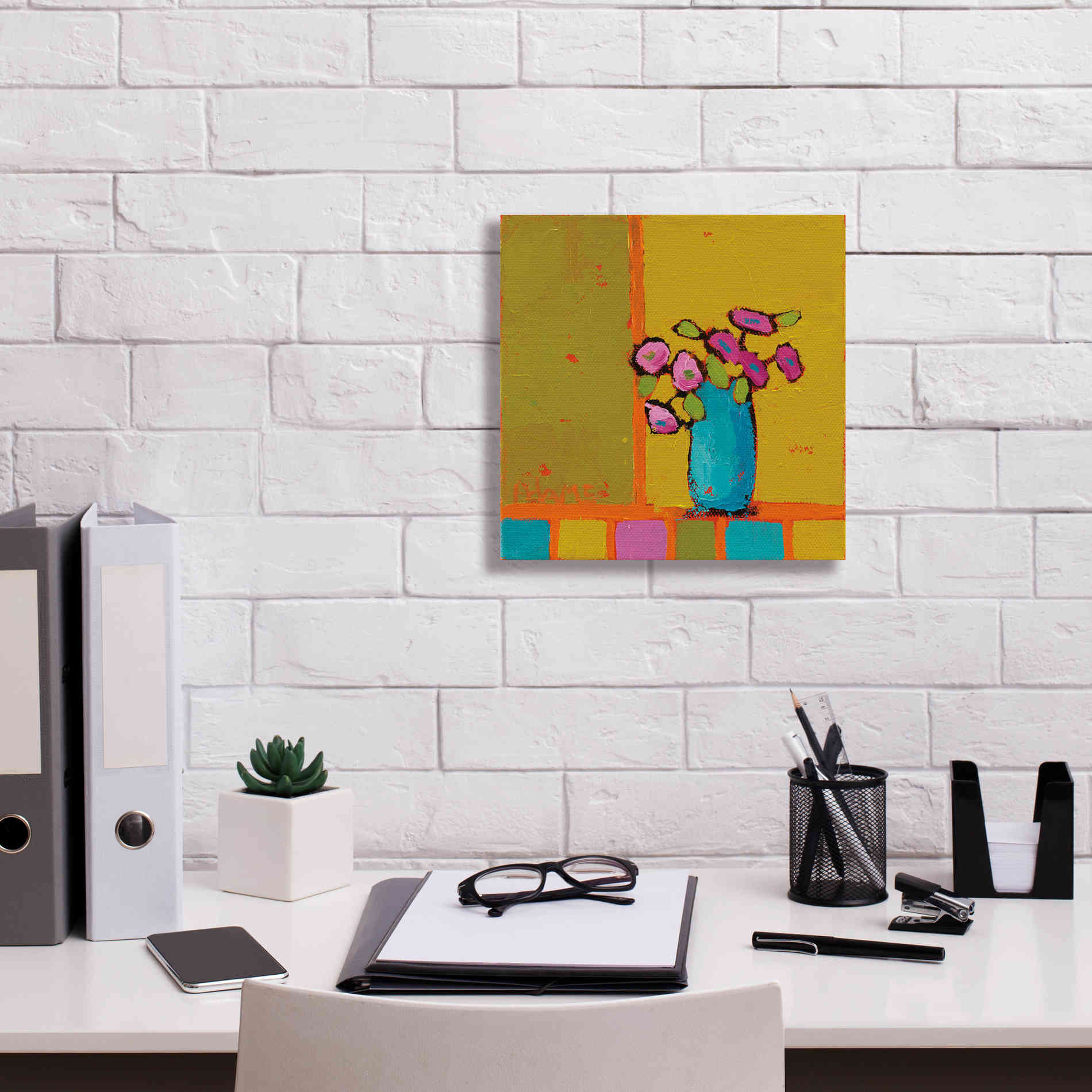 'Turquoise Vase' by Phyllis Adams, Canvas Wall Art,12 x 12