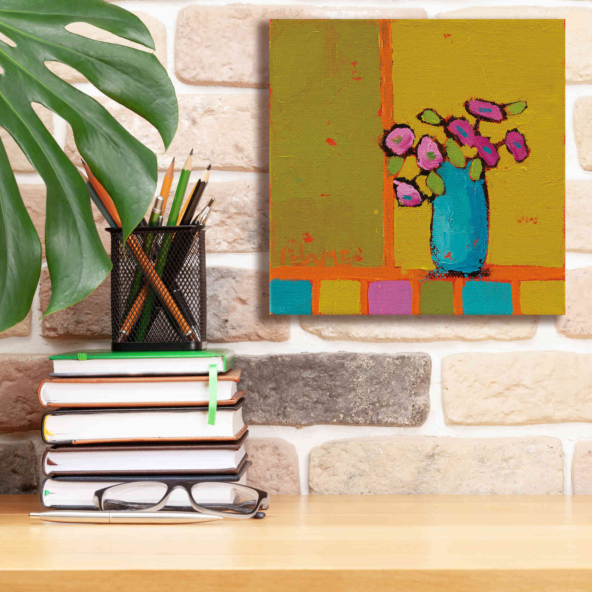 'Turquoise Vase' by Phyllis Adams, Canvas Wall Art,12 x 12