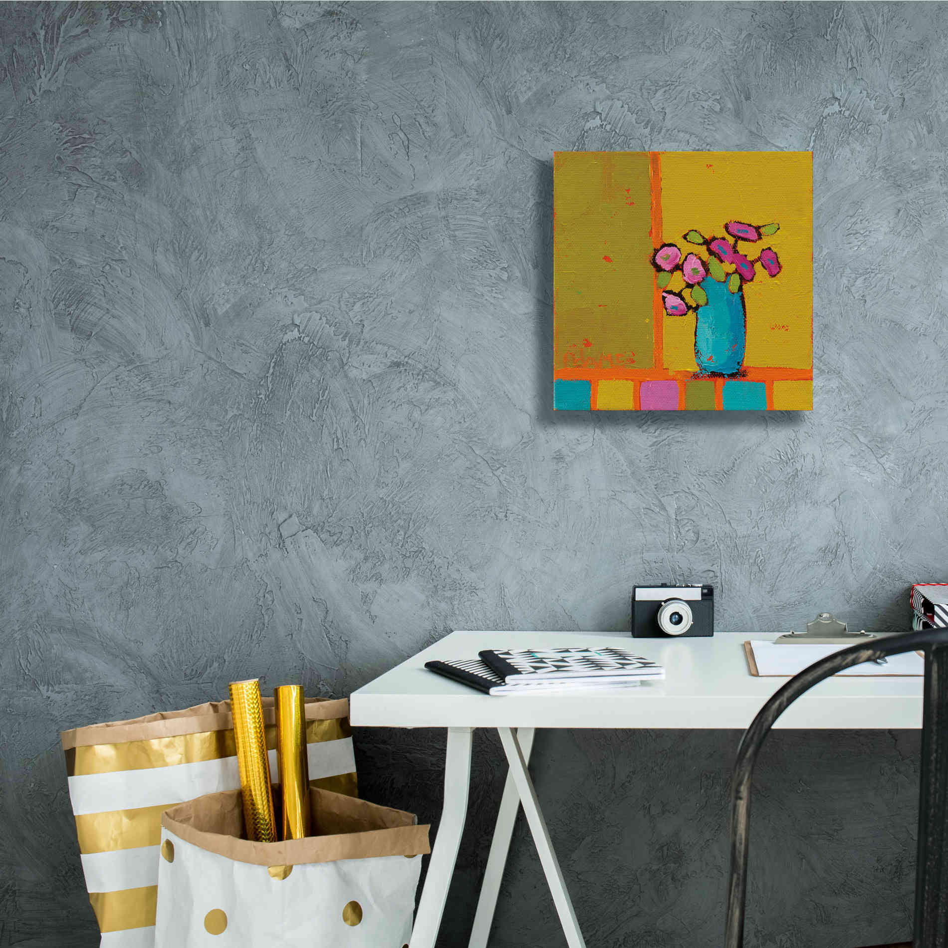 'Turquoise Vase' by Phyllis Adams, Canvas Wall Art,12 x 12