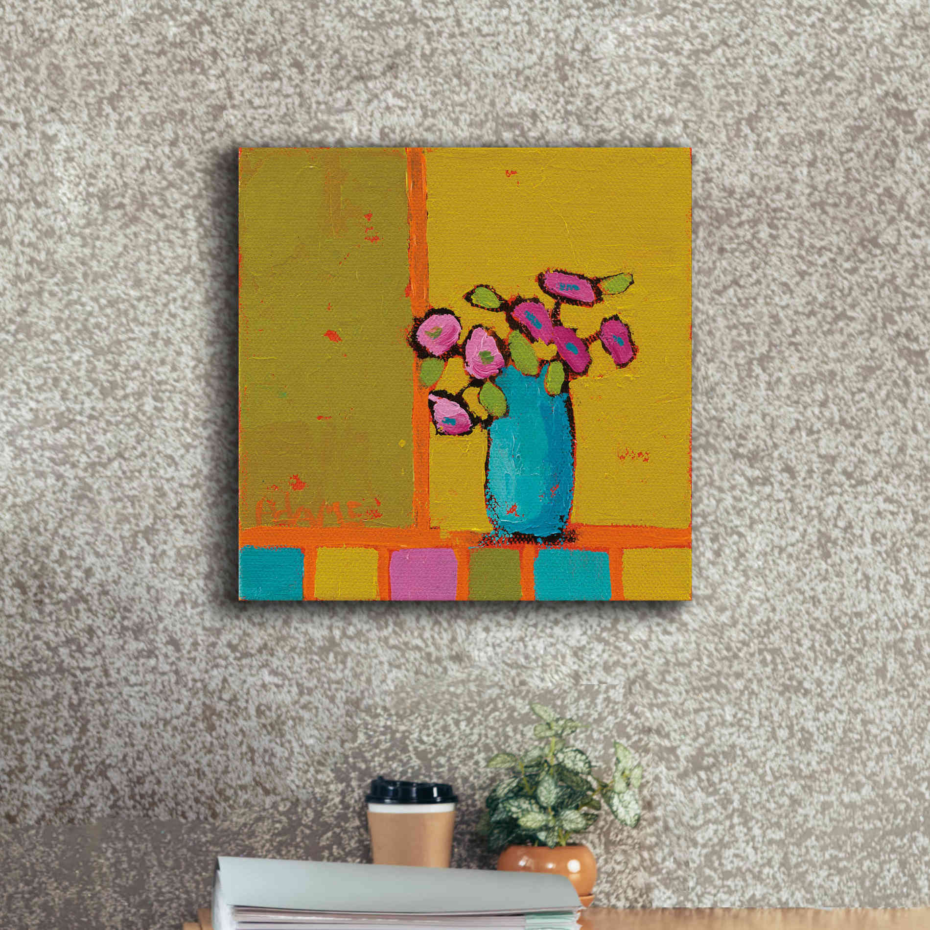 'Turquoise Vase' by Phyllis Adams, Canvas Wall Art,18 x 18