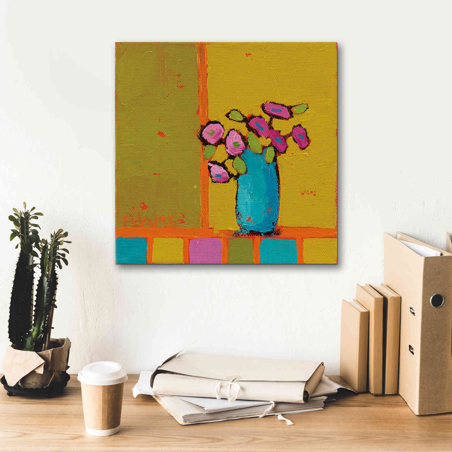 'Turquoise Vase' by Phyllis Adams, Canvas Wall Art,18 x 18