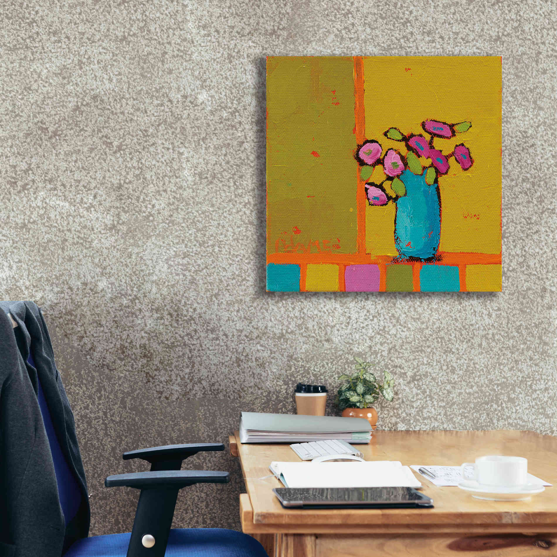 'Turquoise Vase' by Phyllis Adams, Canvas Wall Art,26 x 26