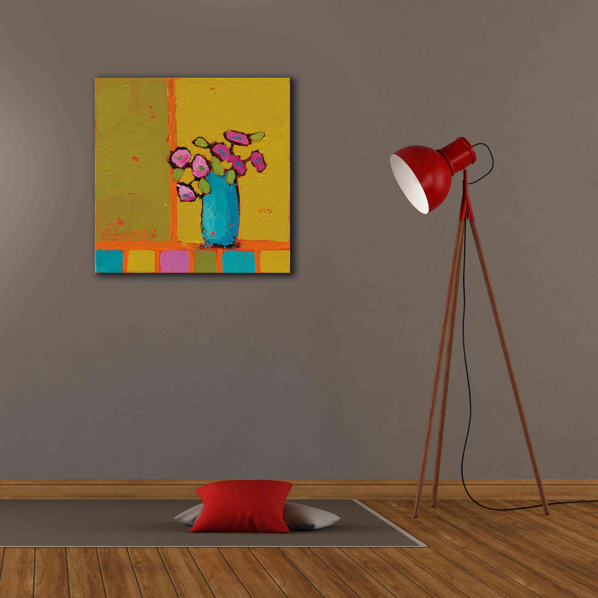 'Turquoise Vase' by Phyllis Adams, Canvas Wall Art,26 x 26