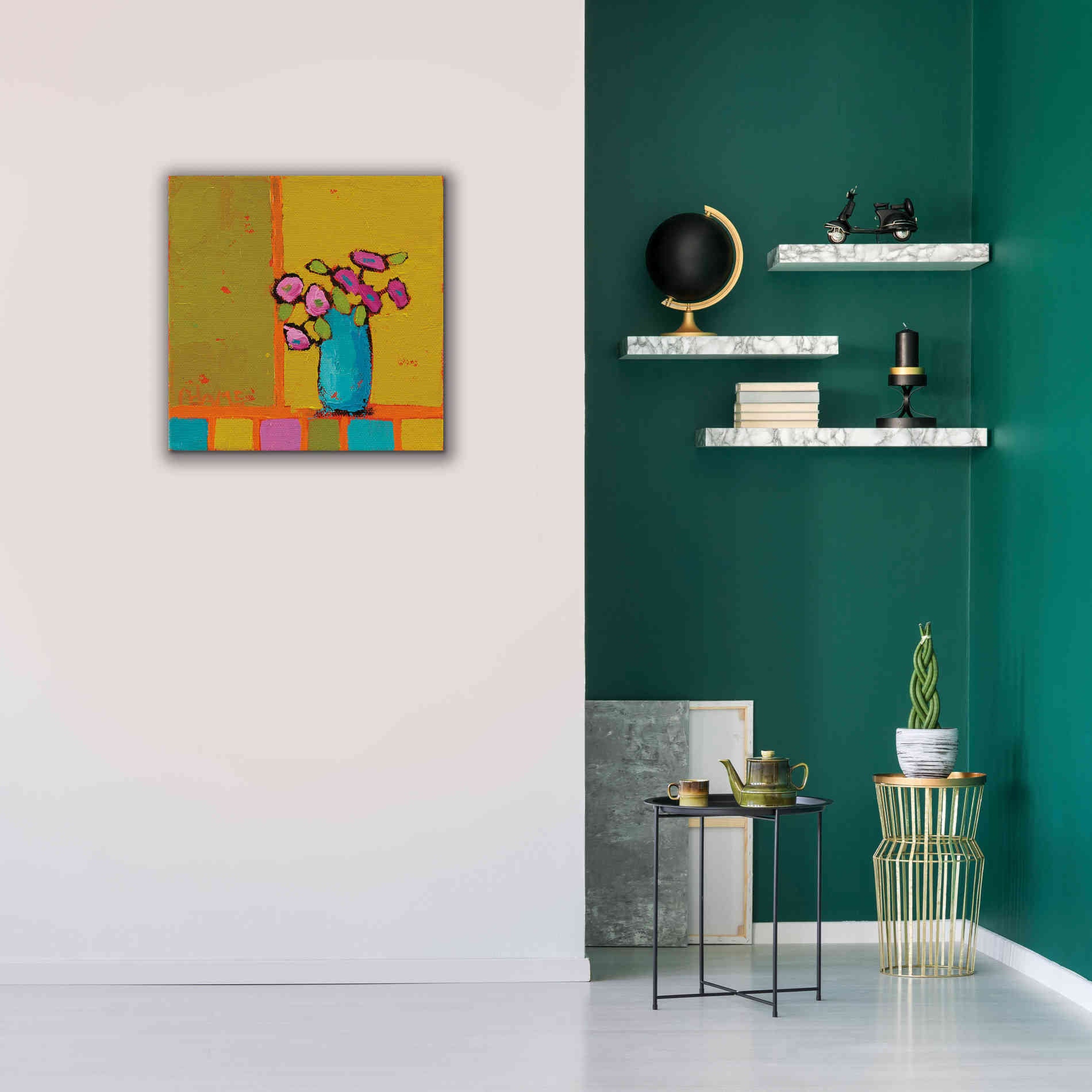 'Turquoise Vase' by Phyllis Adams, Canvas Wall Art,26 x 26
