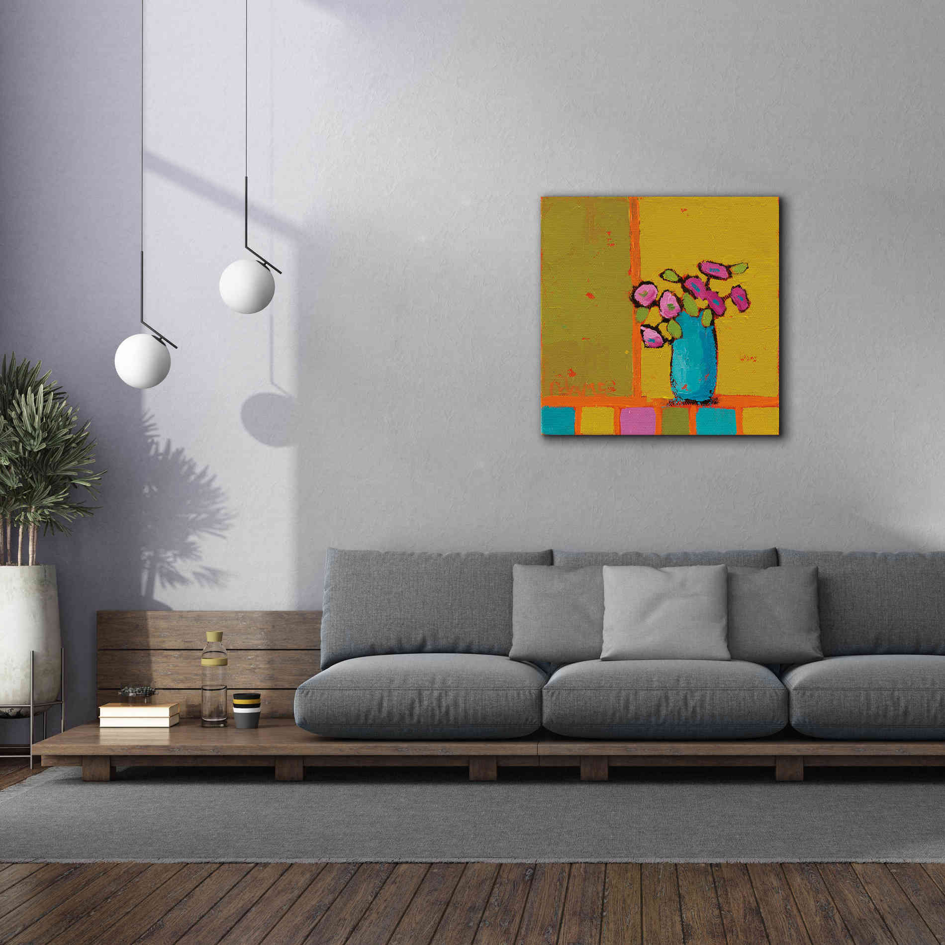'Turquoise Vase' by Phyllis Adams, Canvas Wall Art,37 x 37