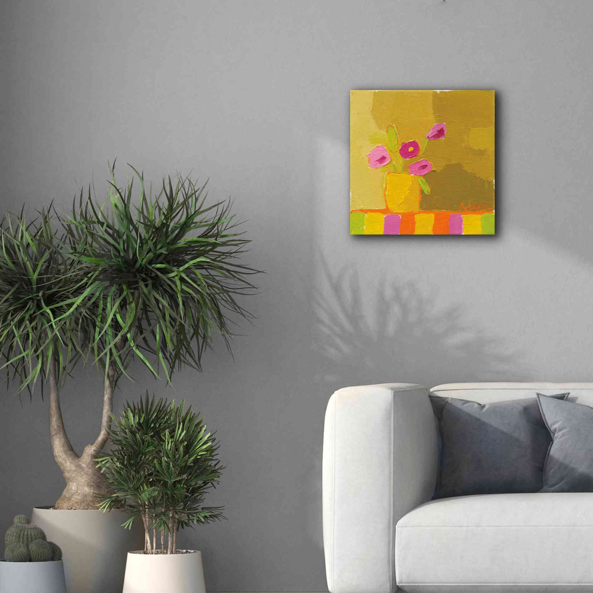 'Yellow Vase' by Phyllis Adams, Canvas Wall Art,18 x 18