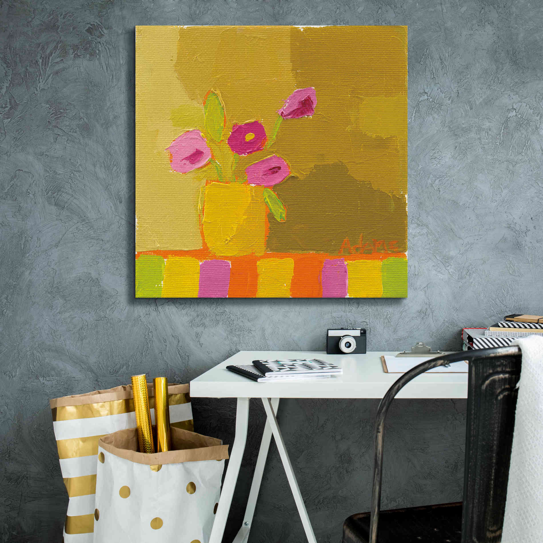 'Yellow Vase' by Phyllis Adams, Canvas Wall Art,26 x 26