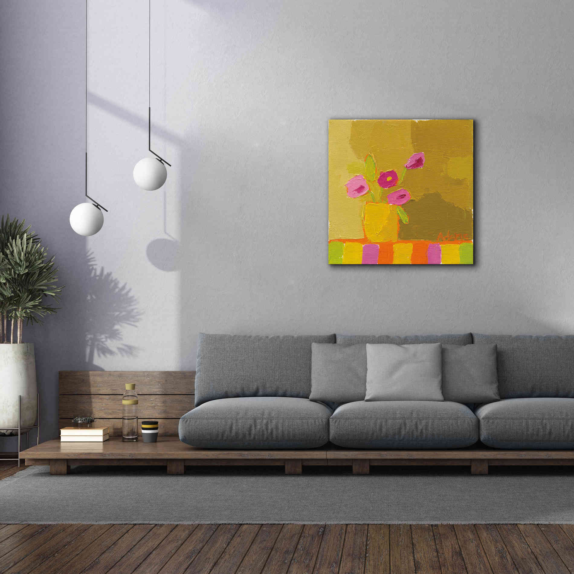 'Yellow Vase' by Phyllis Adams, Canvas Wall Art,37 x 37
