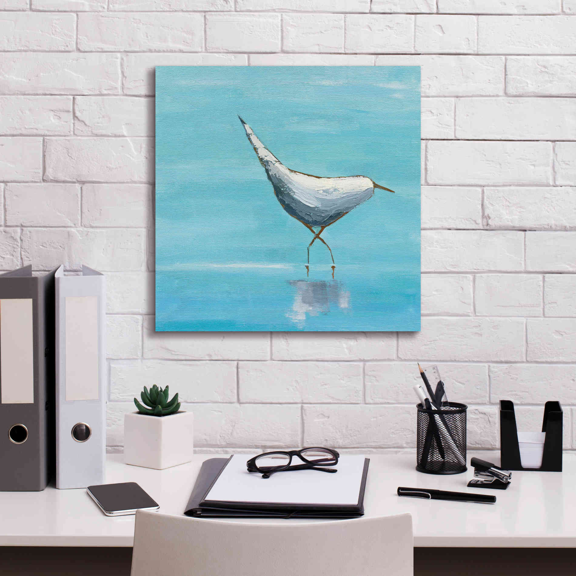 'The Strutter on White' by Phyllis Adams, Canvas Wall Art,18 x 18