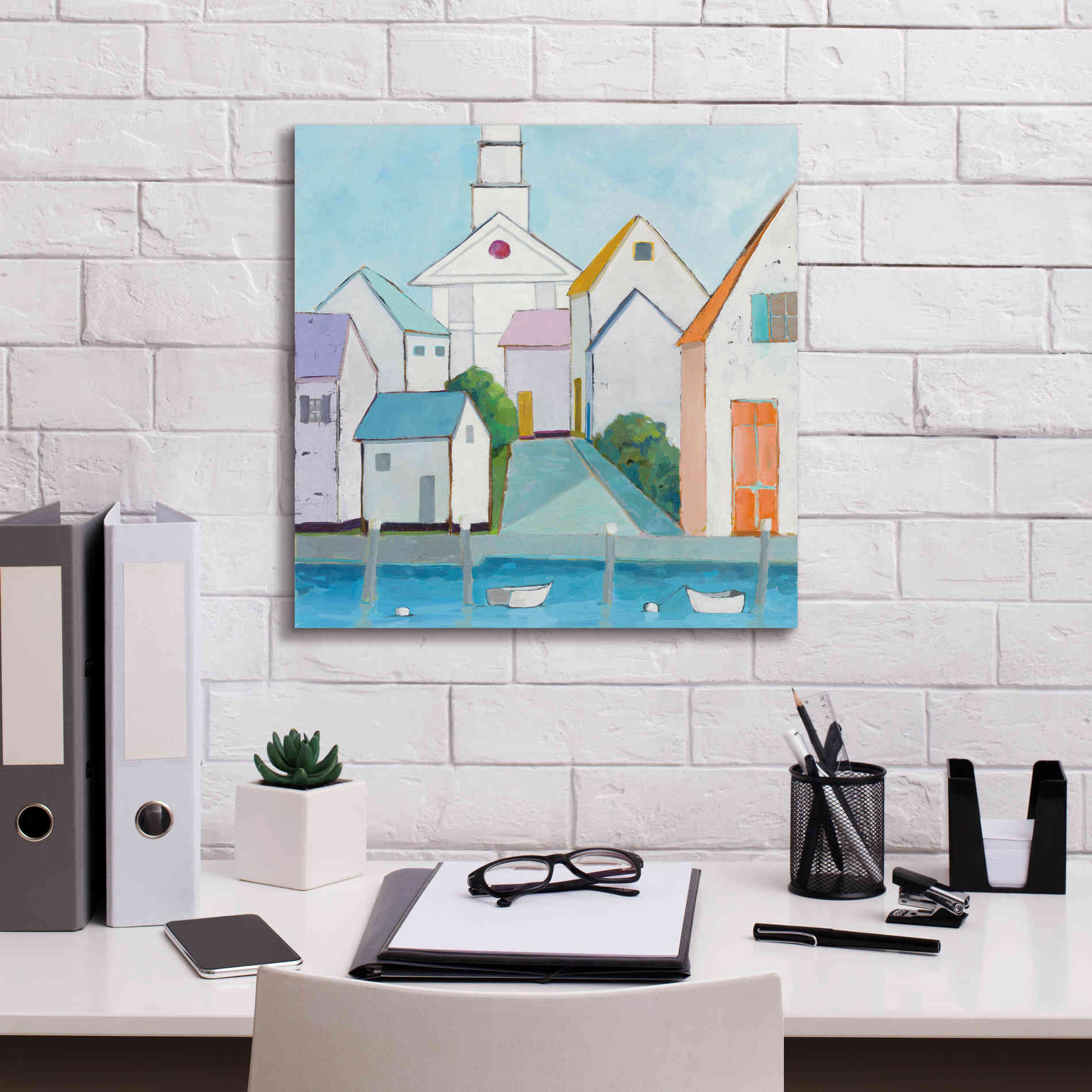 'Harbor Town III no Sign' by Phyllis Adams, Canvas Wall Art,18 x 18