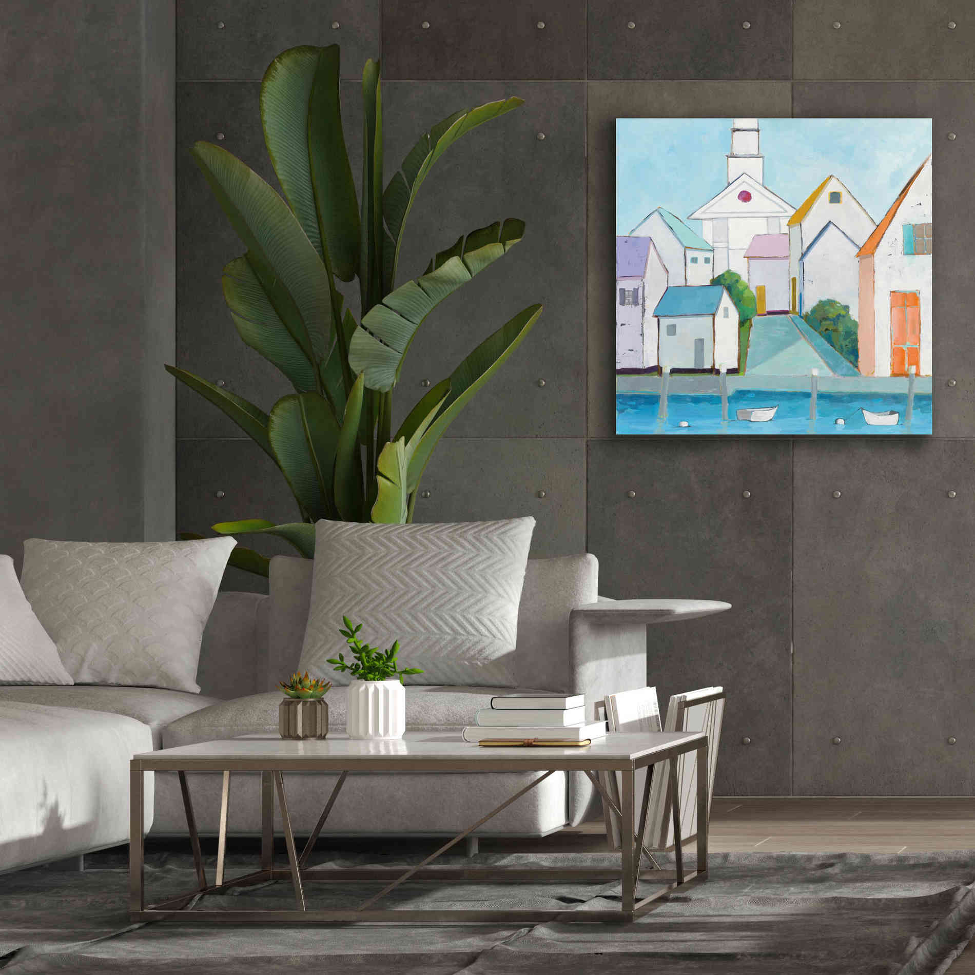 'Harbor Town III no Sign' by Phyllis Adams, Canvas Wall Art,37 x 37