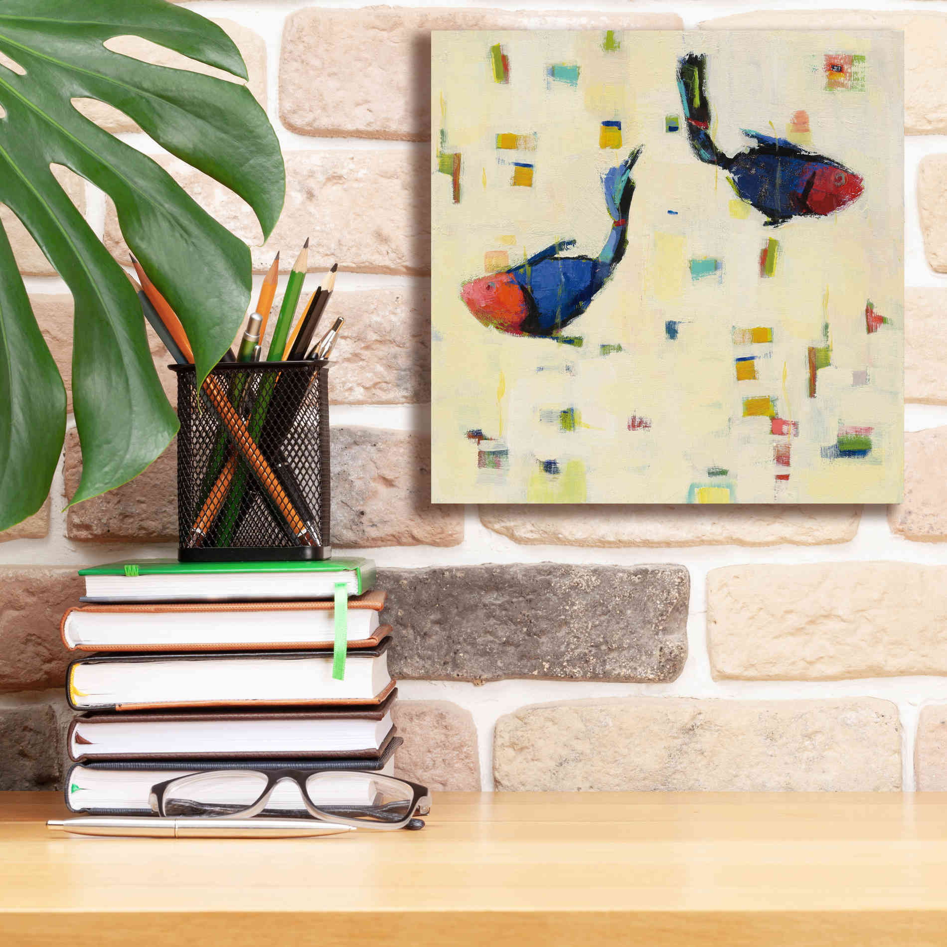 'One Fish Two Fish Big' by Phyllis Adams, Canvas Wall Art,12 x 12