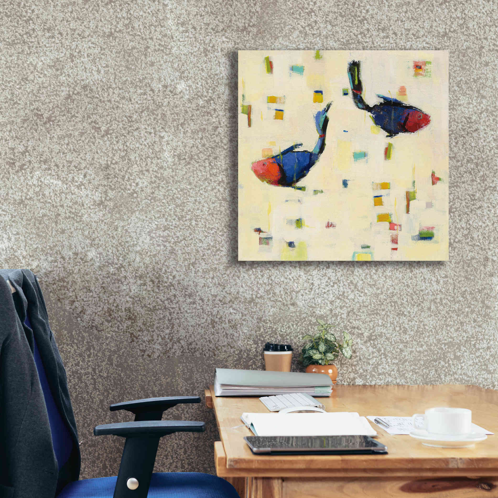 'One Fish Two Fish Big' by Phyllis Adams, Canvas Wall Art,26 x 26