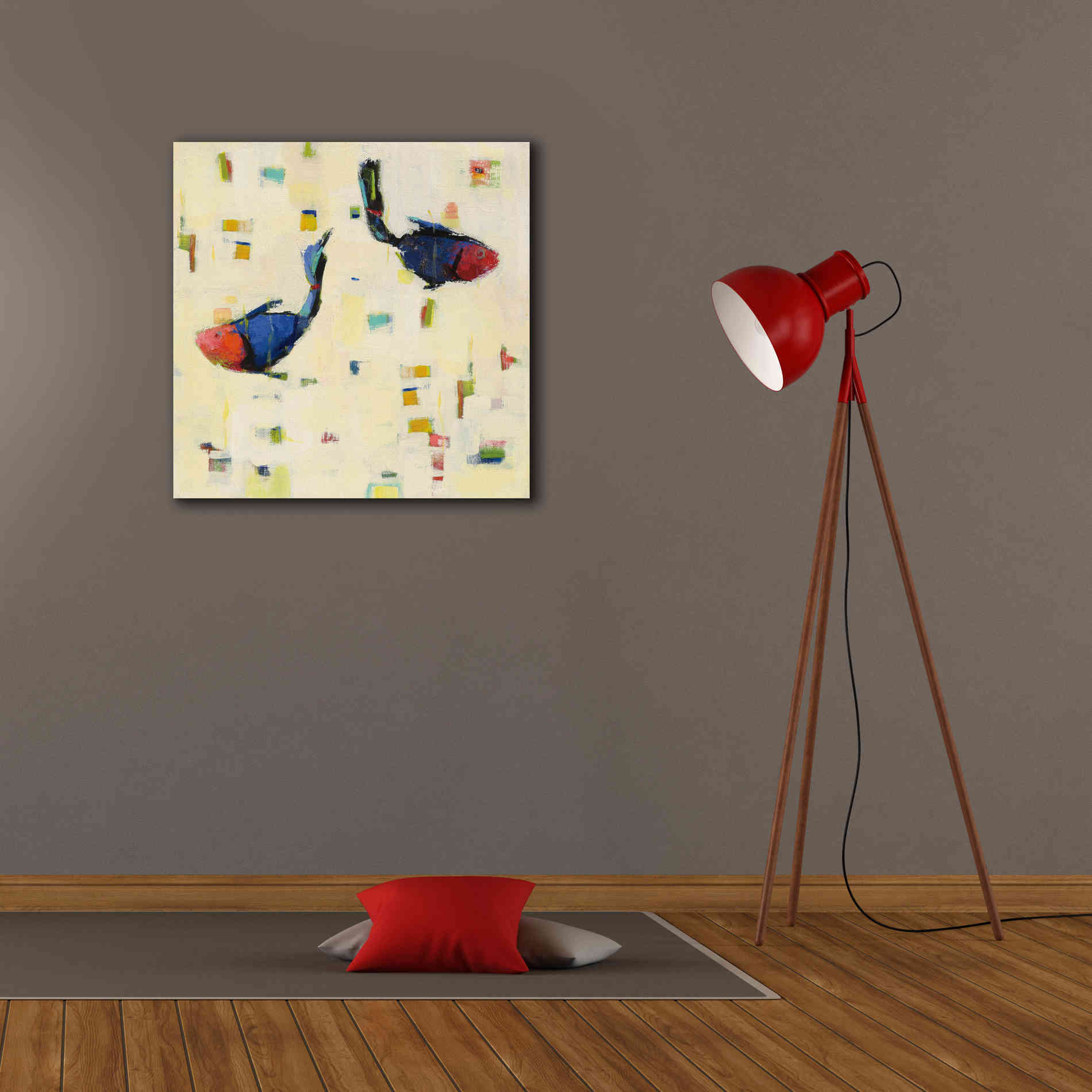 'One Fish Two Fish Big' by Phyllis Adams, Canvas Wall Art,26 x 26