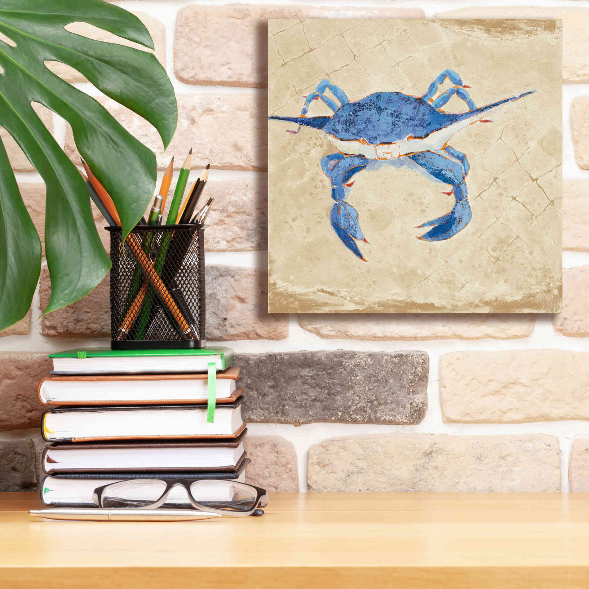 'Blue Crab VI Neutral' by Phyllis Adams, Canvas Wall Art,12 x 12