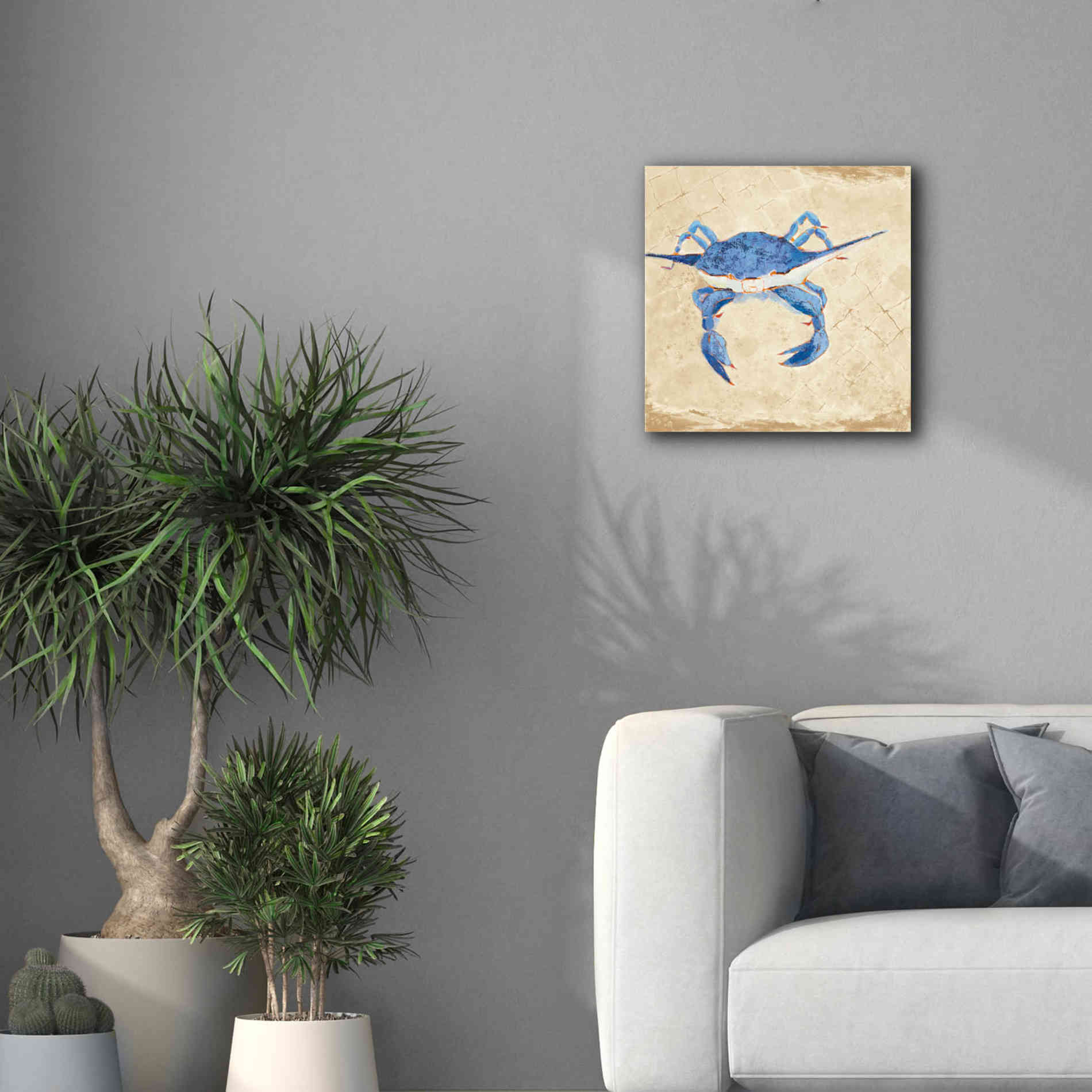 'Blue Crab VI Neutral' by Phyllis Adams, Canvas Wall Art,18 x 18