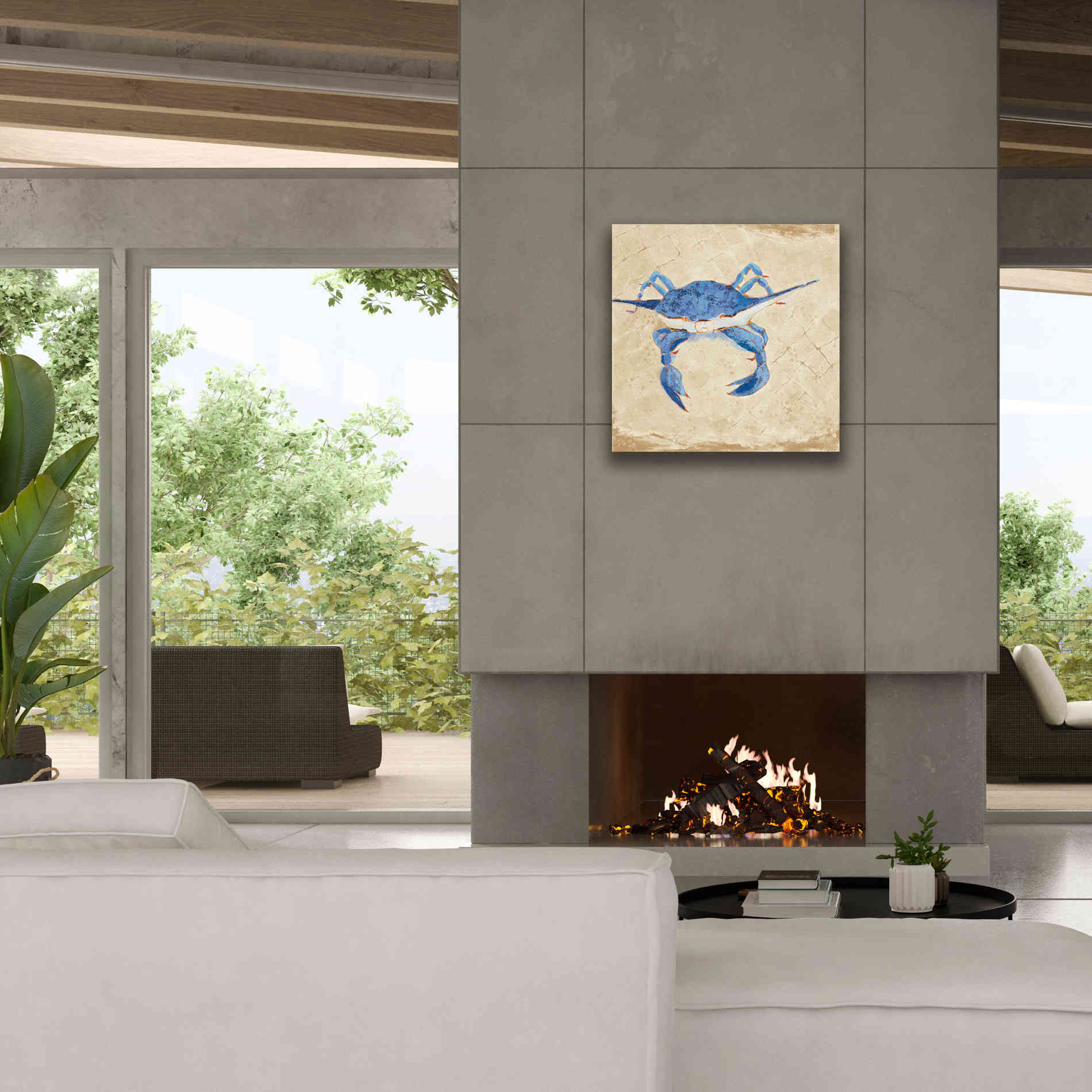 'Blue Crab VI Neutral' by Phyllis Adams, Canvas Wall Art,26 x 26