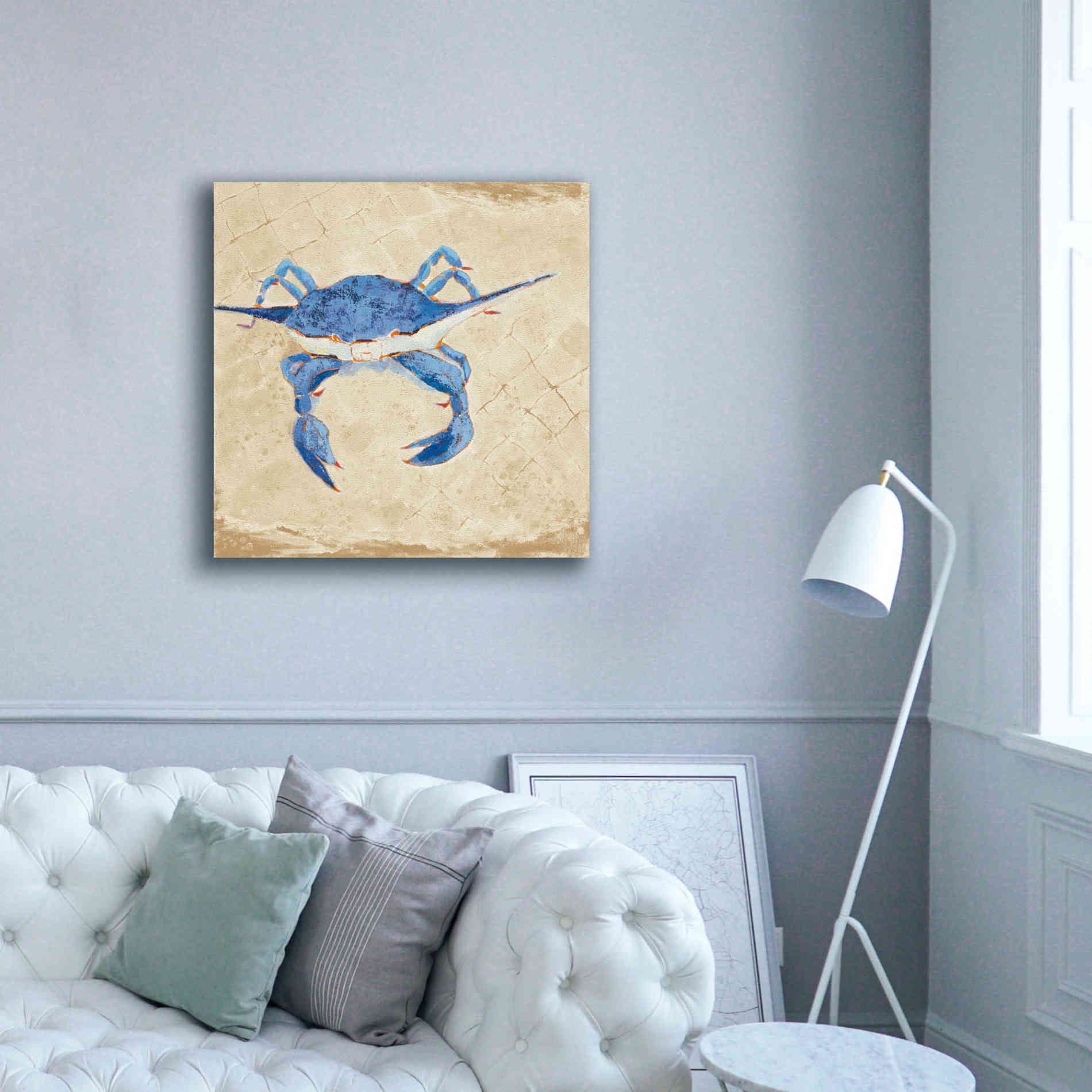 'Blue Crab VI Neutral' by Phyllis Adams, Canvas Wall Art,37 x 37